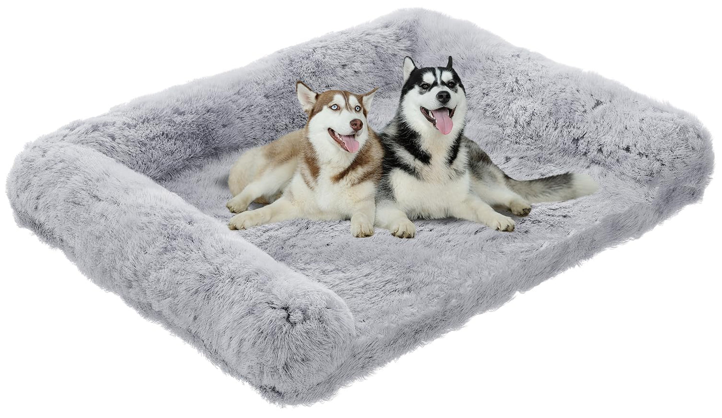 Simple Trending Orthopedic Dog Beds for Large Dogs, Waterproof Anti-Slip L Pet Bed, Egg-Crate Foam Big Dog Couch Bed with Washable Cover, Deluxe Plush Pet Sleeping Mat, Grey