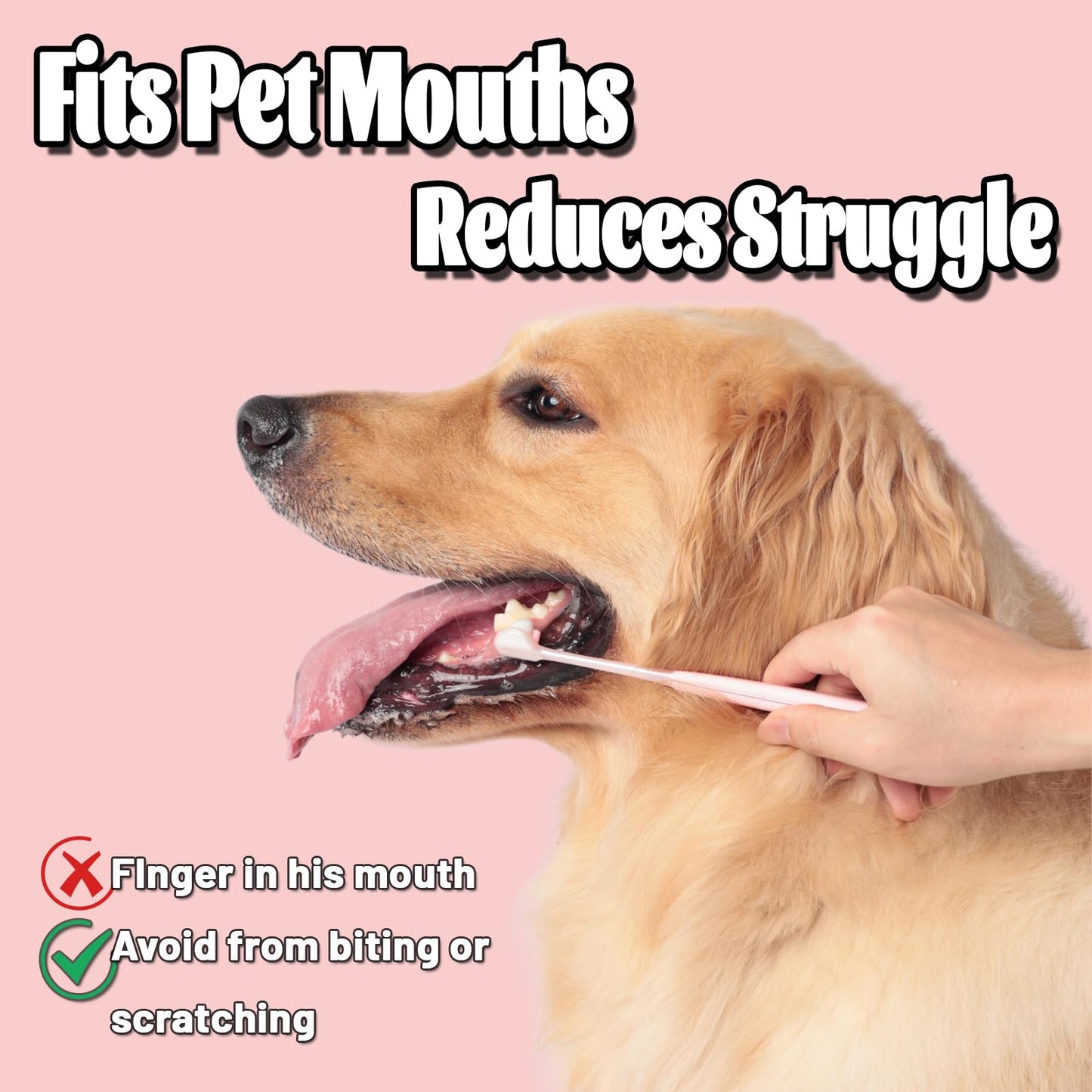 E.M&S.T by Emmeliestella Dog Toothbrush Teeth Cleaning Kit,Three-Sided,Dental Plaque Removal,Oral Hygiene,Freshen Dogs Breath,Reduce Tarta,Extra Soft Bristles, Independent Packaging, Blue&Pink 3PCS