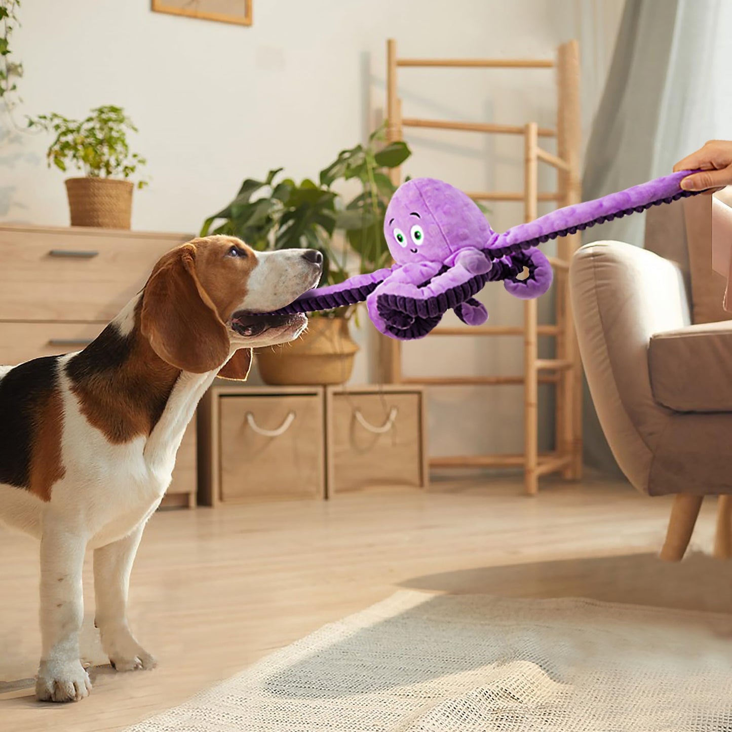 Dog Toys for Large Breed, Octopus Squeaky Funny Cute Interactive Medium & Small Dog Toys, Stuffed Plush Animals Puppy Toys, Dog Birthday for Dog Presents - Octopus