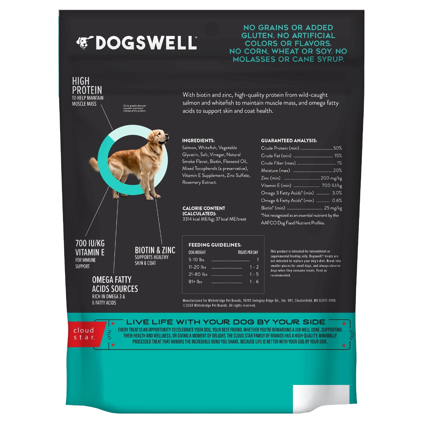 Dogswell Skin & Coat Jerky Dog Treats, Salmon, 10 oz. Bag