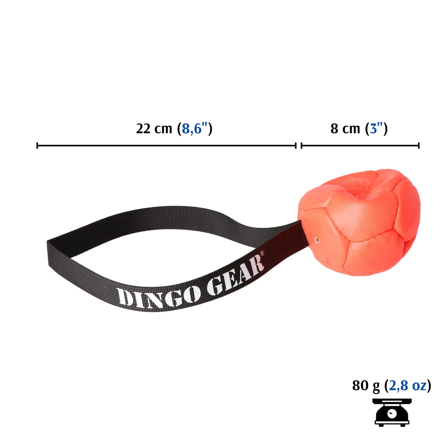 DINGO GEAR WWW.DINGOGEAR.COM 1977 Set Faux Leather Ball with Pump for Dog Training, as Reward for Fetch tug of war, for Strong Dog, Handmade, 3in Orange Z30029