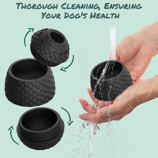 SAMFAT 2-in-1 Enrichment Chew Toy for Dogs - Frozen Treat Toy & Dispensing Dog Puzzles Toy, Fillable Rubber Interactive Toy, Keeps Dogs Busy, Reduces Anxiety, Safe & Easy to Clean Black