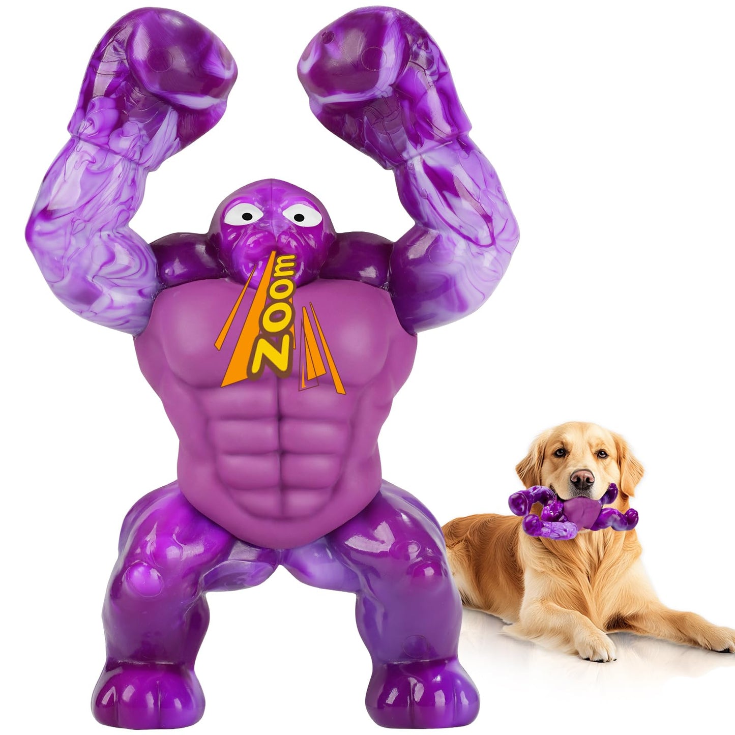 Dog Toys for Aggressive Chewers, Indestructible Chew Toys for Medium Large Breeds(20-80lb), Durable Squeaky Tough Dog Toy to Keep Them Busy (Purple)