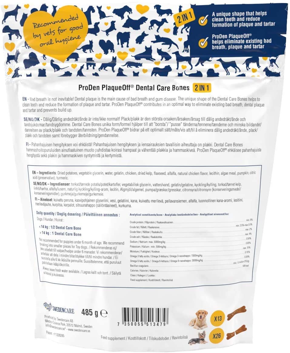 ProDen PlaqueOff 3 Flavor Dental Bone Dog Treat Bundle: Chicken & Pumpkin, Turkey & Cranberry, and Bacon, 17 Ounces Each