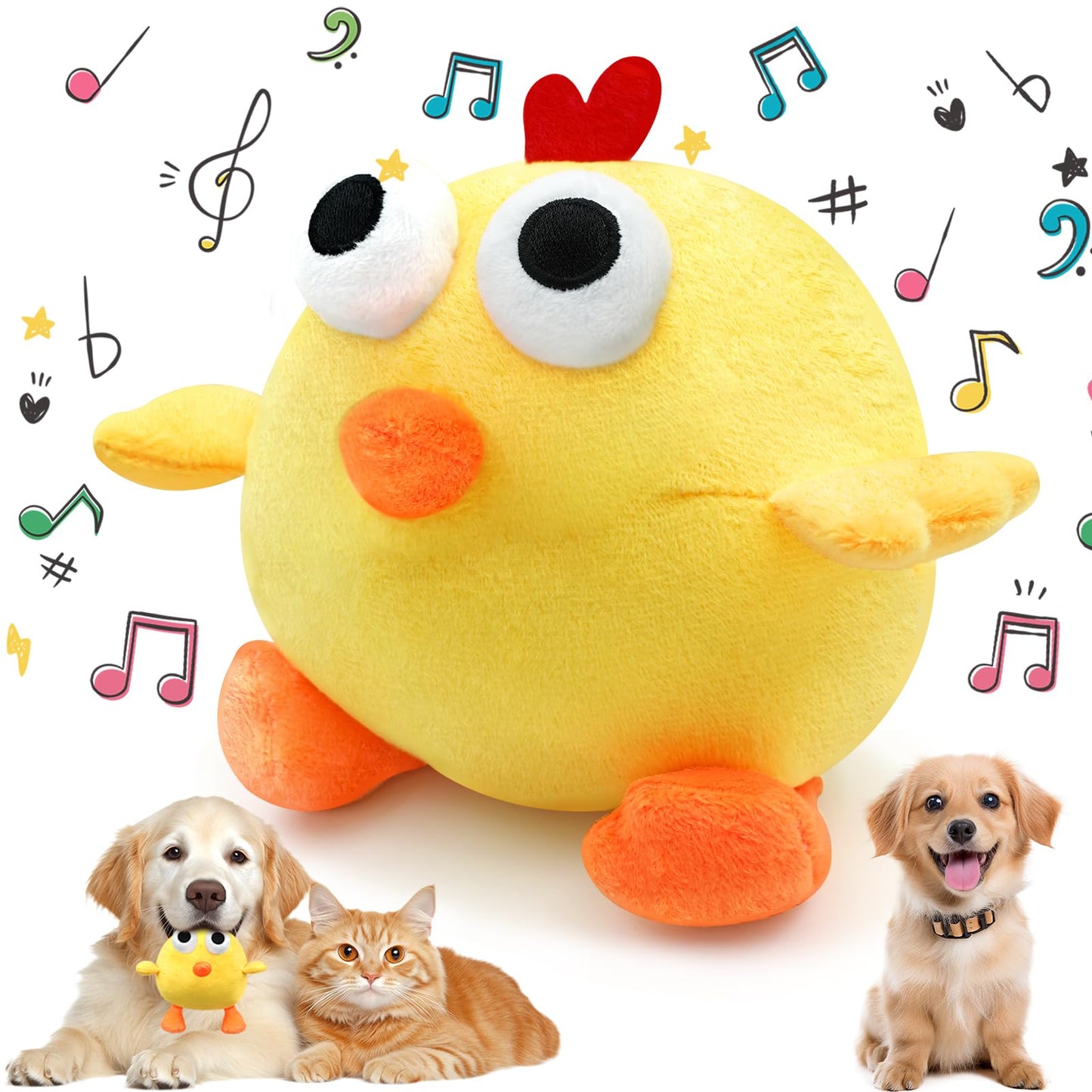 Dcoinc Dog Toys Ball, Interactive Dog Toys Squeaky Dog Toy, Rechargeable Active Moving Pet Plush Toy Keep Dogs Busy Jumping & Music Ball for Small Medium Large Breed Puppy