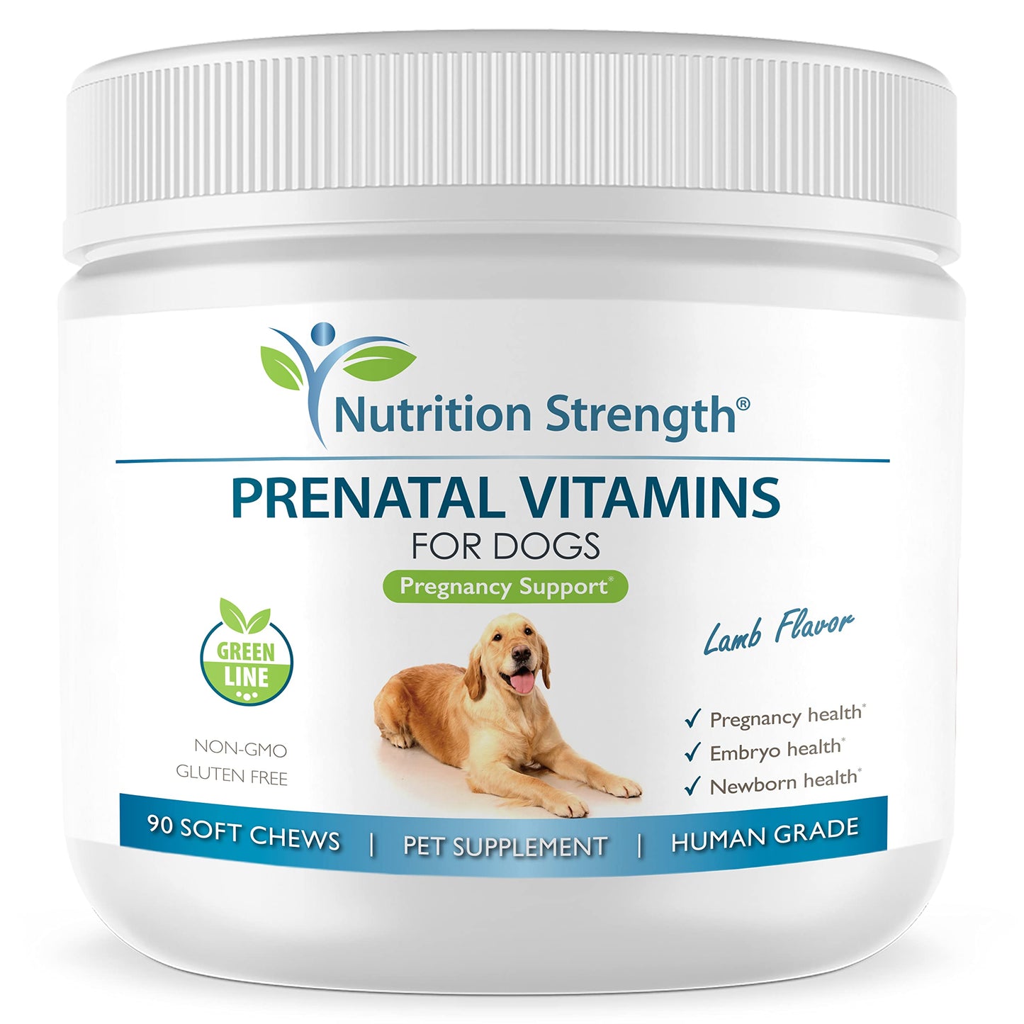 Nutrition Strength Prenatal Vitamins for Dogs to Support Development of Healthy Puppies, Promote Milk Production, with Folic Acid, Iron, Zinc, Iodine, B Vitamins for Pregnant Dogs, 90 Soft Chews