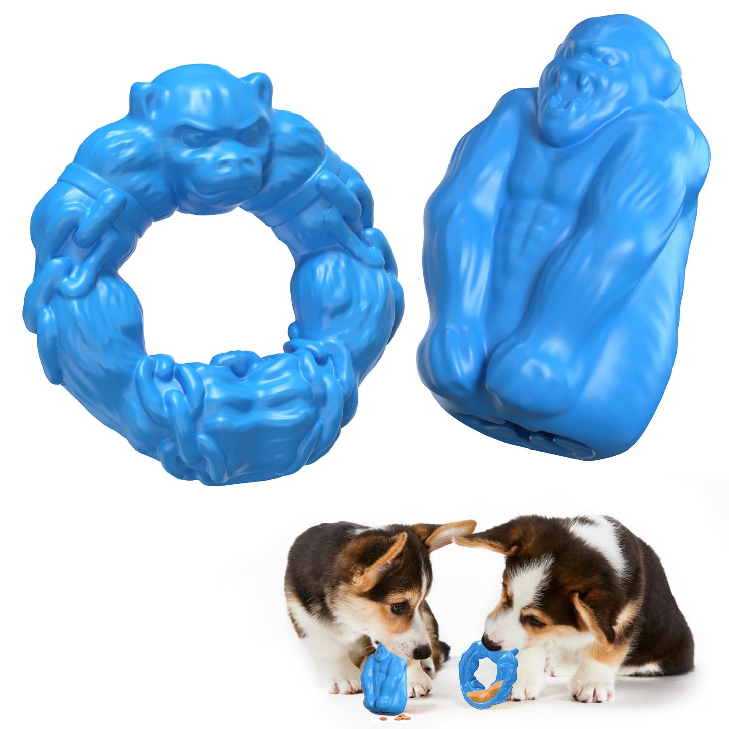 Zuykjeagle Dog Chew Toys for Aggressive Chewers Medium Small Dogs, Indestructible Non-Toxic Natural Rubber Tough Ring Chew Toys for Puppy Dog Teething Toys and Teeth Cleaning (Ring+Gorilla01)