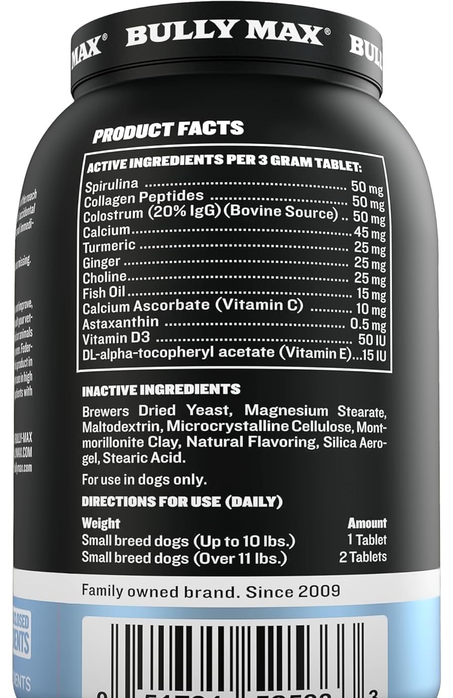 Bully Max Small Breed Dog Immune Support Tablets - Chewable Multivitamin Immunity Booster Supplement for Puppy & Adult Dogs - Pet Vitamins with Astaxanthin, Colostrum, Turmeric - 30 Tabs (3 Bottles)