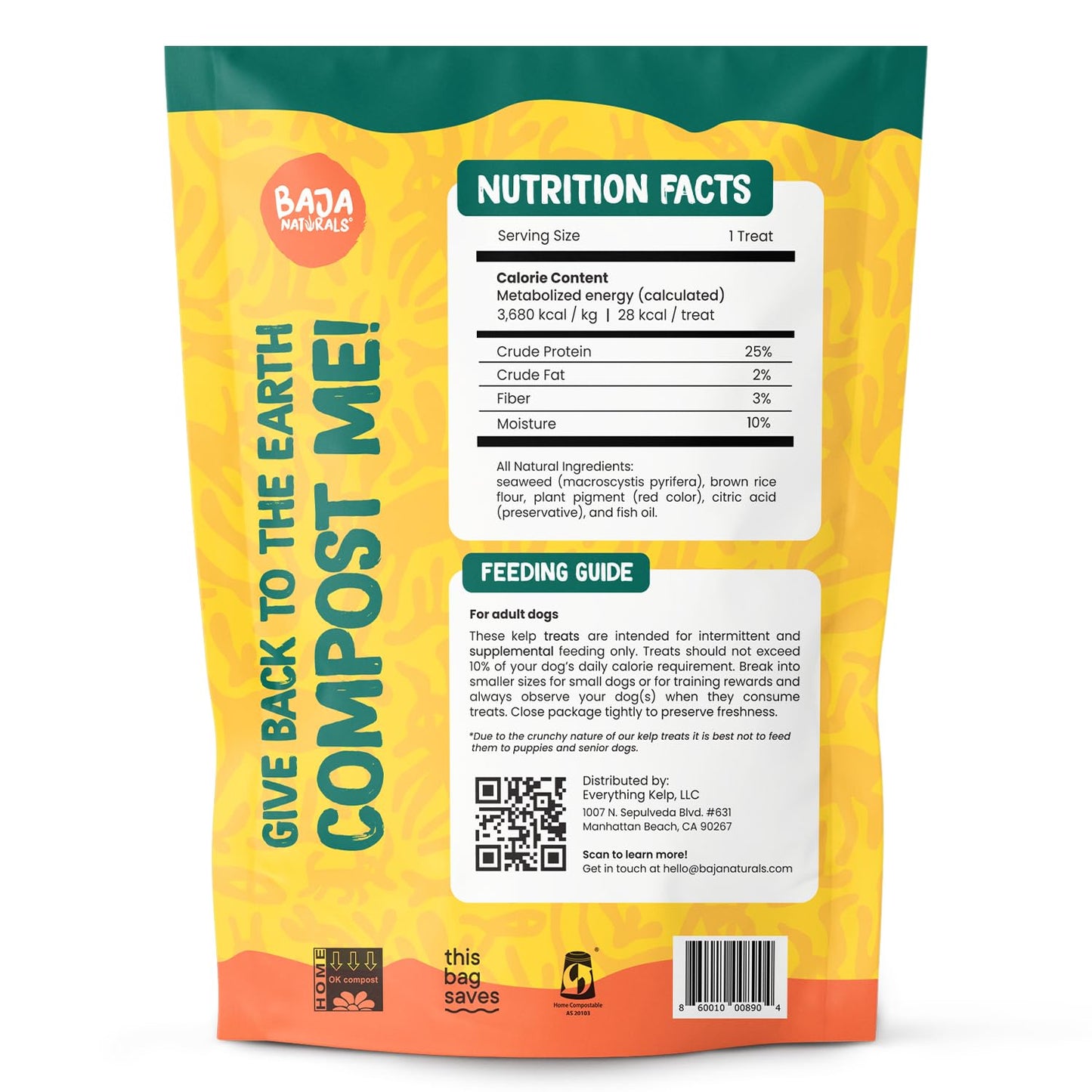 Baja Naturals Kelp Dog Treats – All Natural Healthy Supplement for Adult Dogs, Superfood Training Treat, Gluten Free Naturally Delicious, 6 oz.