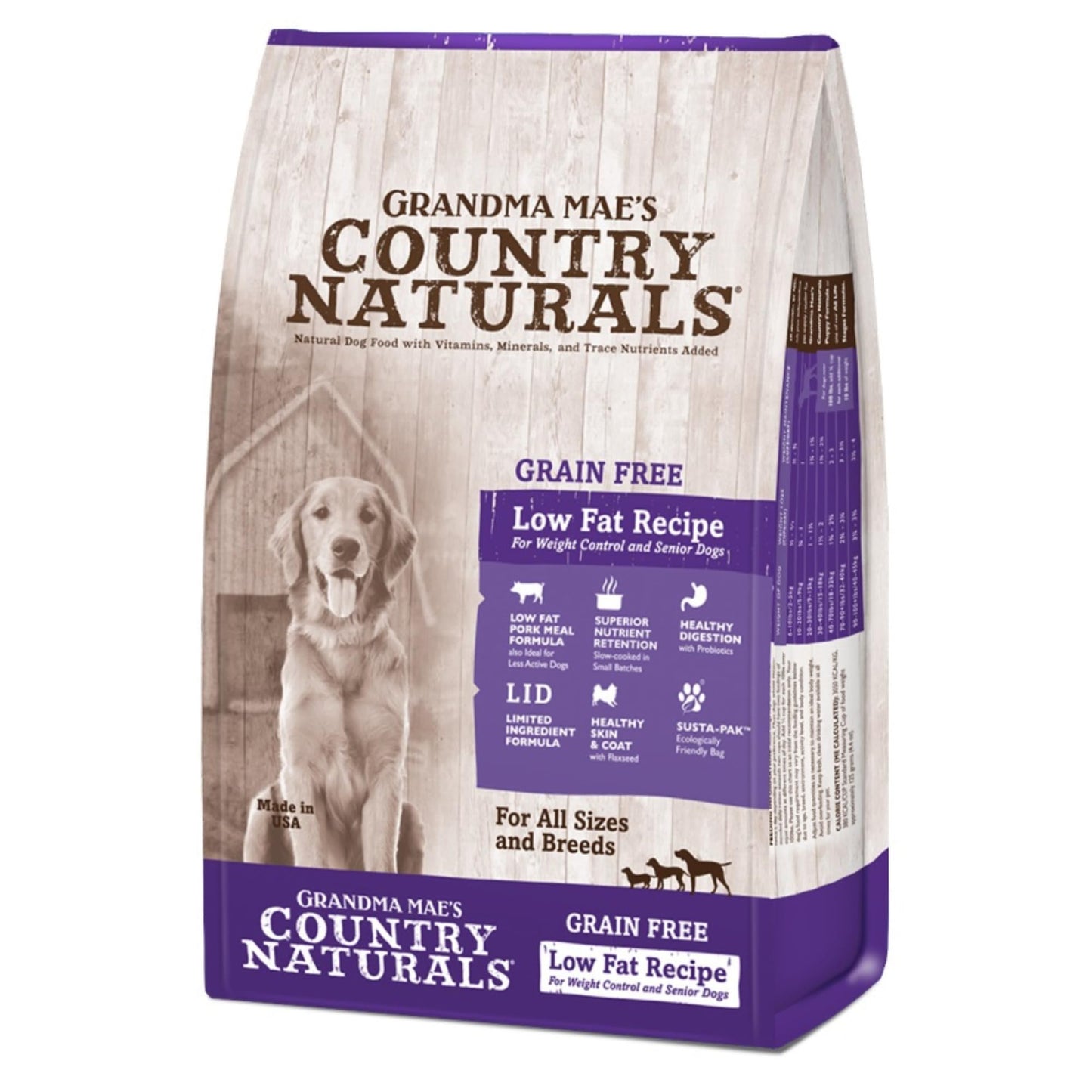Grandma Mae's Country Naturals Dry Dog Food, Grain Free Weight Control & Senior Dog Formula, Pork, Slow Cooked & Nutrient Dense, Made in USA, 23 LB Bag