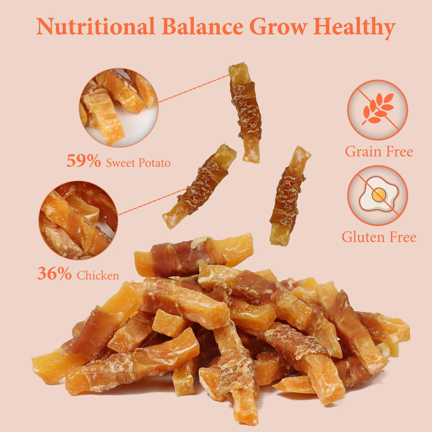 Annika Chicken Wrapped Sweet Potato Dog Treats – Grain-Free, Healthy Natural Jerky Chews, High Protein, Dental-Friendly Puppy Training Snacks for Small, Medium & Large Dogs, 11.6 oz