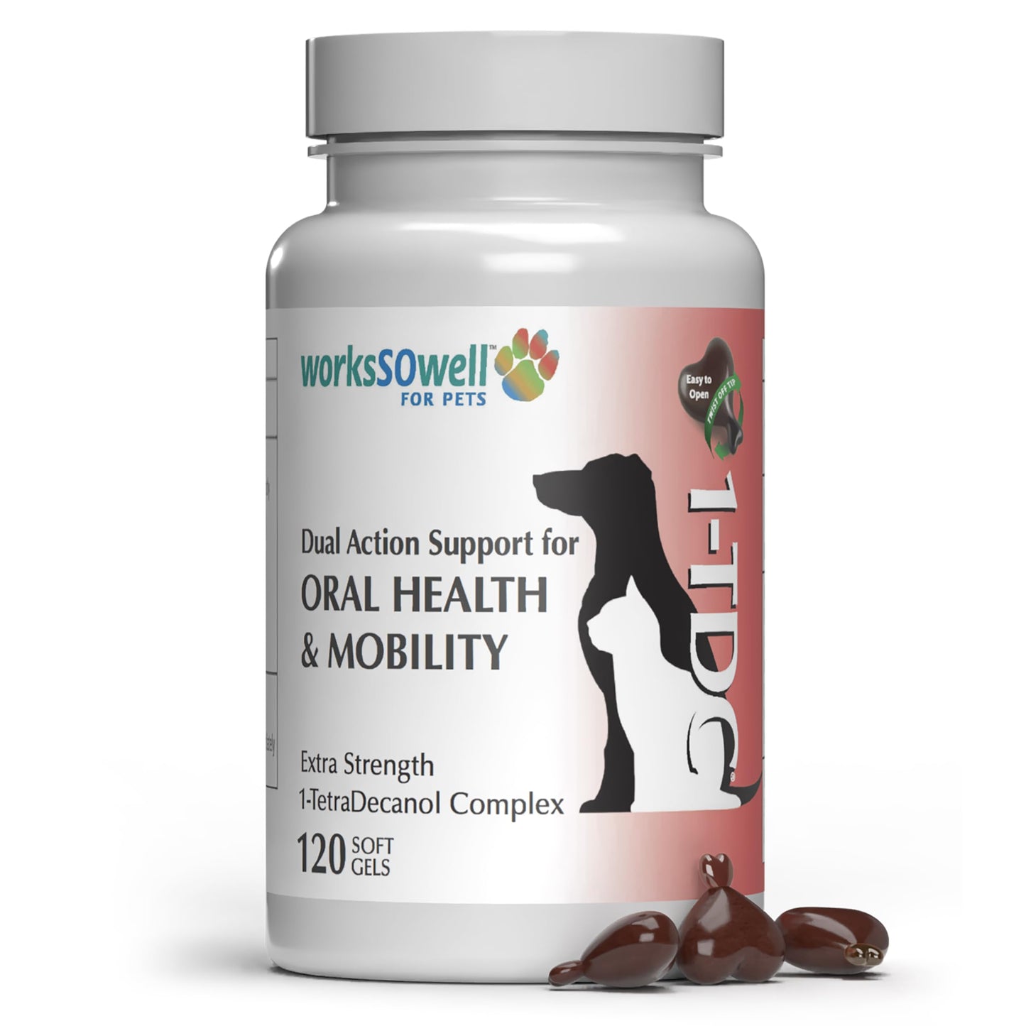 1TDC WorksSoWell Dual Action Joint Supplement for Dogs & Cats - Hip and Joint Supplement for Large Breed & Small Breed - Also Great for Oral Health - Muscle & Stamina Recovery & Arthritis - 120ct