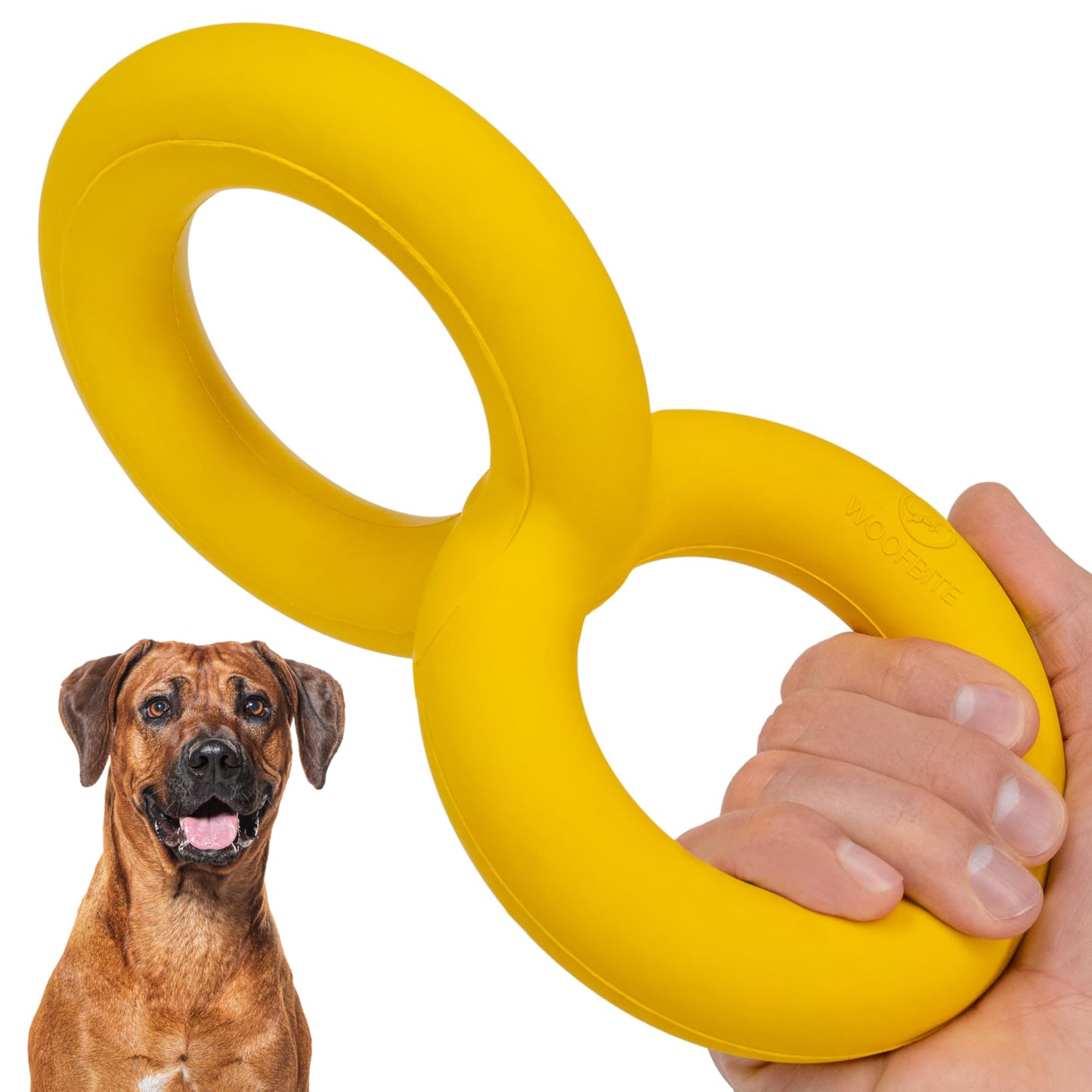 WoofBite Tug Rings – Indestructible Dog Toy for Aggressive Chewers – Durable Power Chewer Toy – Tough, Heavy Duty Natural Rubber – Safe & Non-Toxic Medium/Large Breed – 6.5in