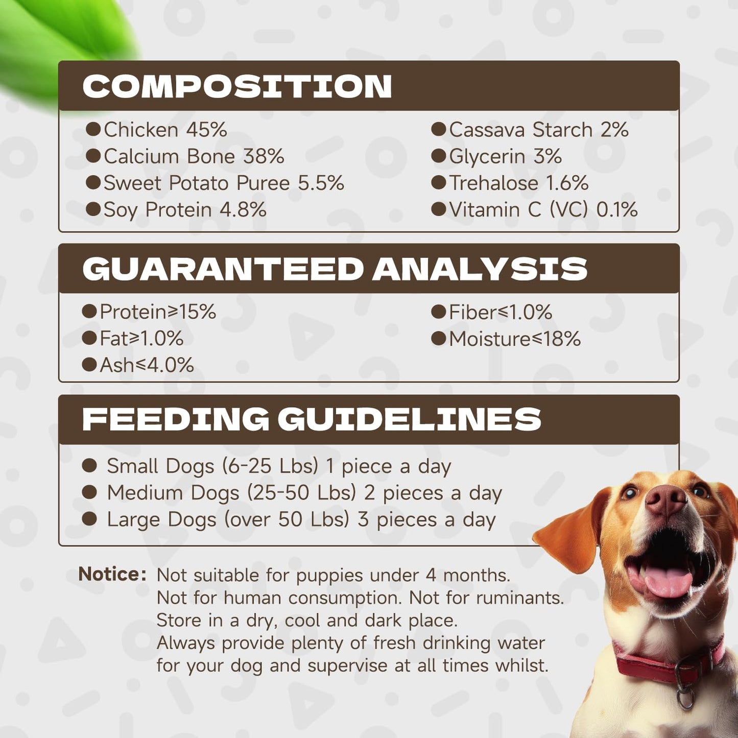 KUADELRO Dog Treats, Chicken Wrapped Calcium Bones Rawhide Free Dog Chews Long Lasting Chicken Training Treats Teeth Cleanning Chewy Snacks for Medium and Large Breed 10.54oz/19-20pcs