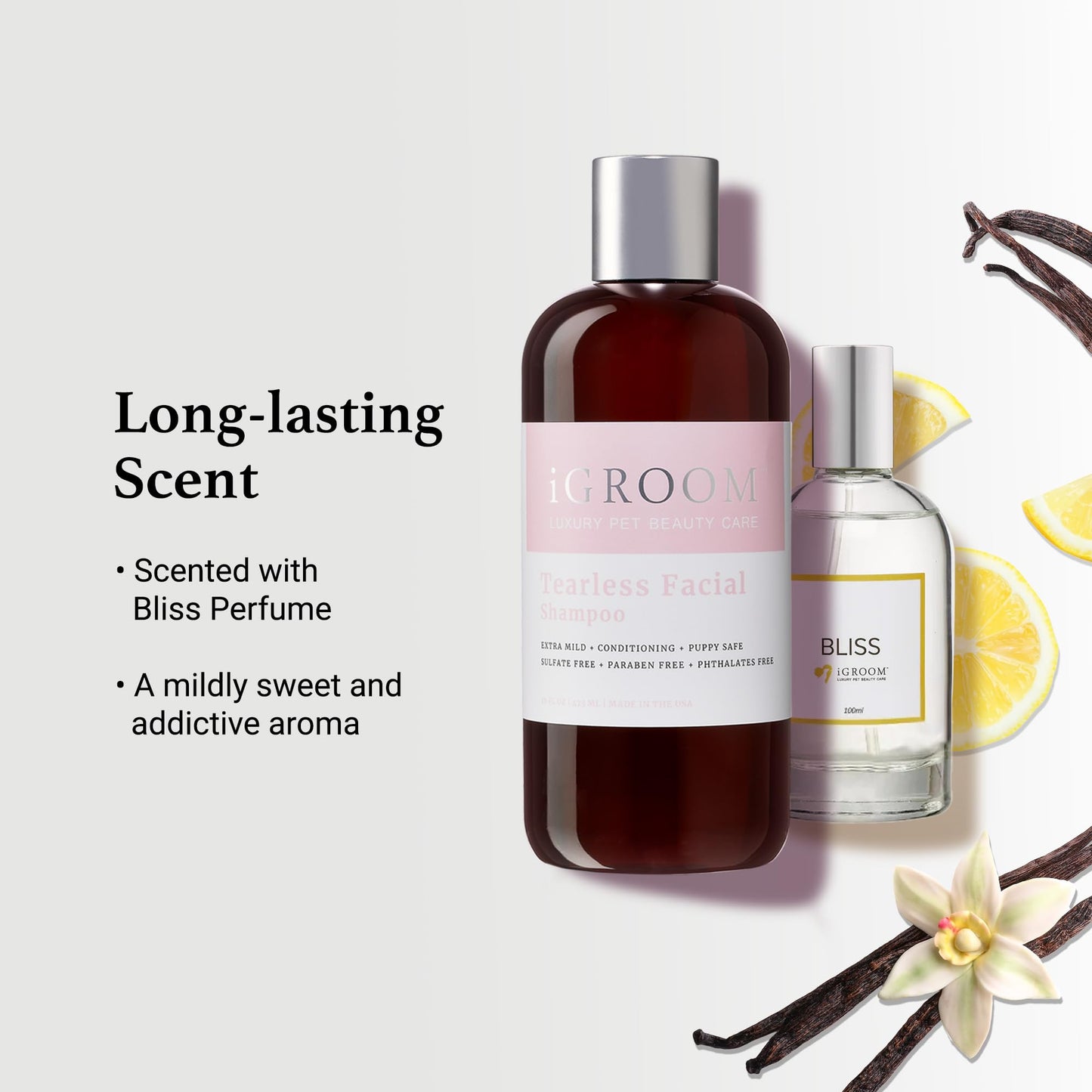 iGroom Tearless Facial Dog Shampoo, Luxury Pet Beauty Care, Ultra Mild to Eyes, Restore Skins Natural Moisture, Made in USA, Gallon