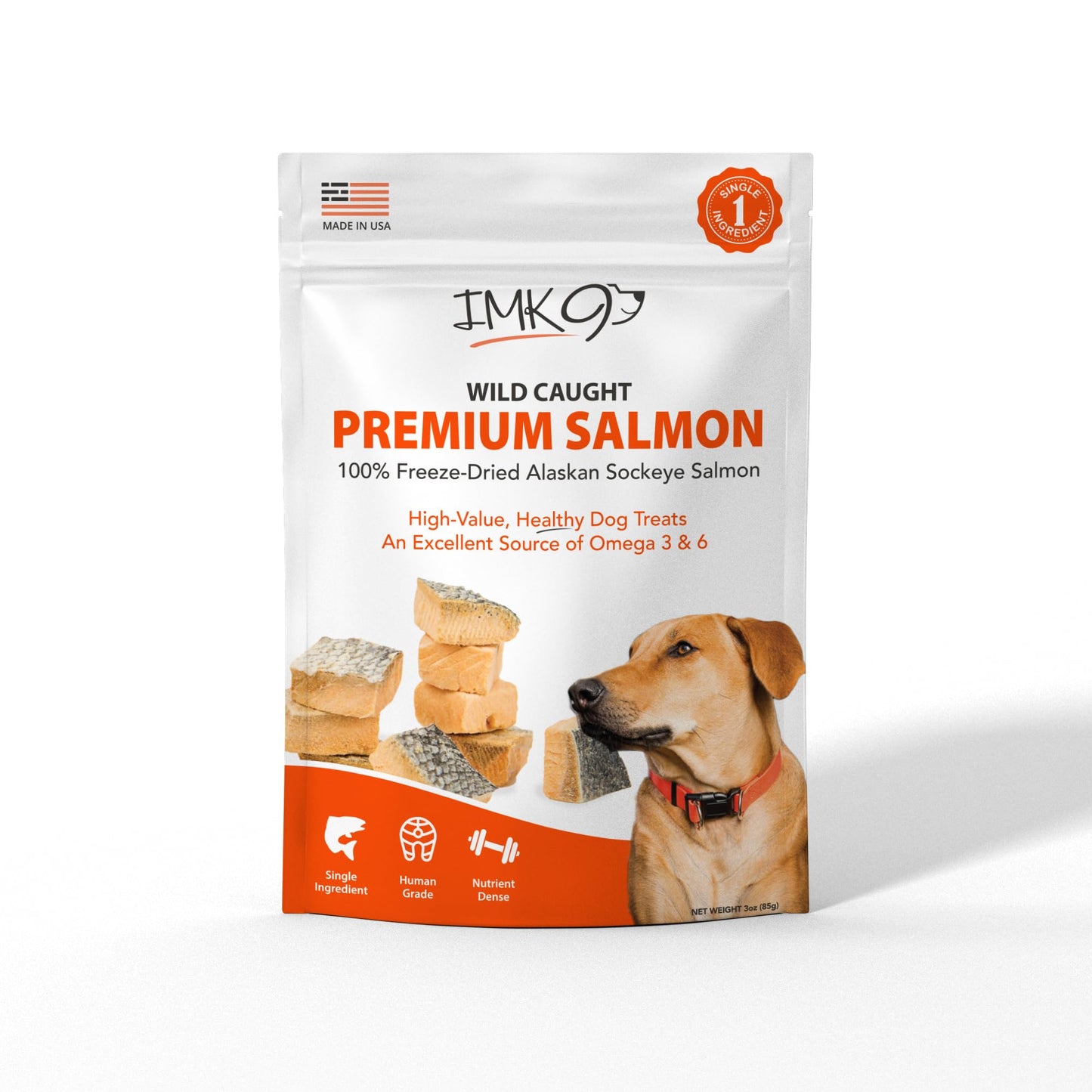 Freeze Dried Salmon Dog Treats – All Natural Dog Treats, Healthy Protein, High Value Training – Omega 3-6 Fish Oil - 100% Pure Fish with Skin, Wild Caught - Single Ingredient, Grain Free - Made in USA