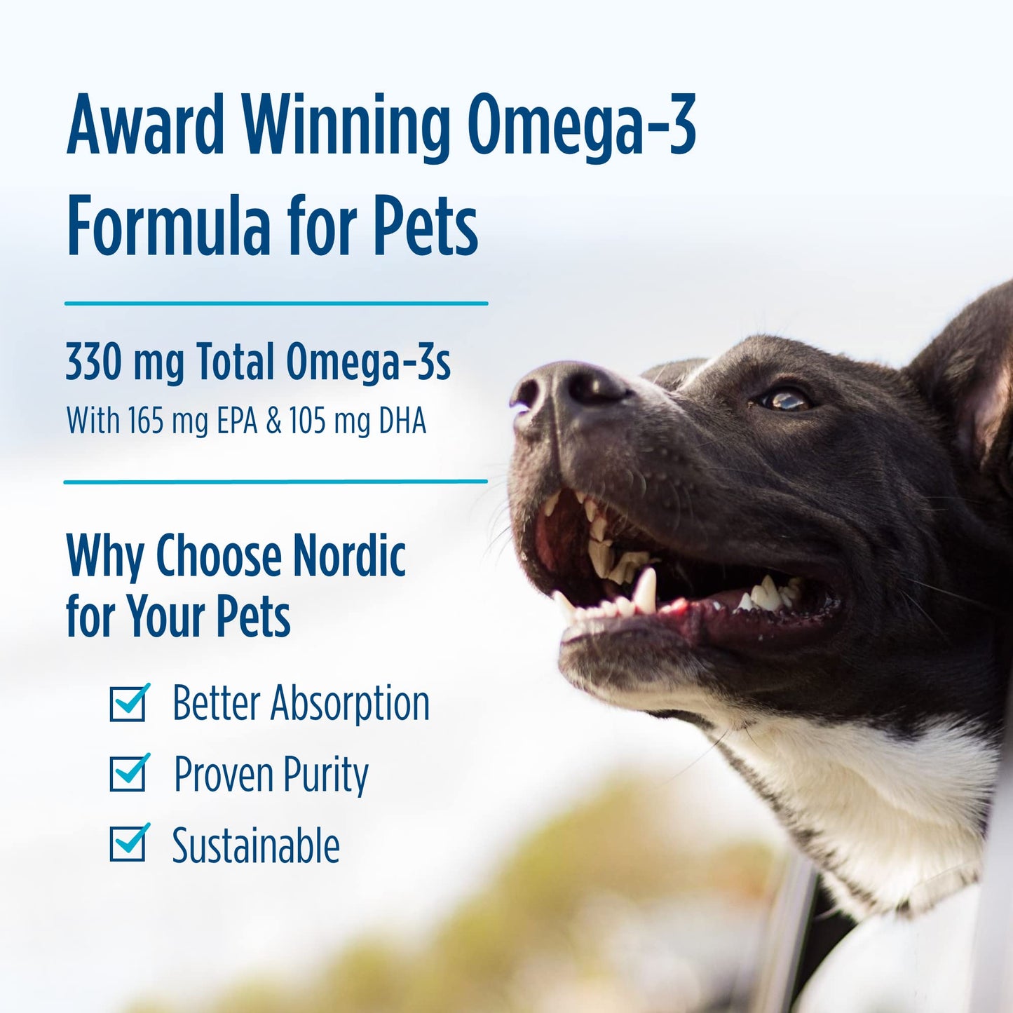 Nordic Naturals Omega-3 Pet, Unflavored - 180 Soft Gels - 320 mg Omega-3 Per Soft Gel - Fish Oil for Dogs with EPA & DHA - Promotes Heart, Skin, Coat, & Immune Health