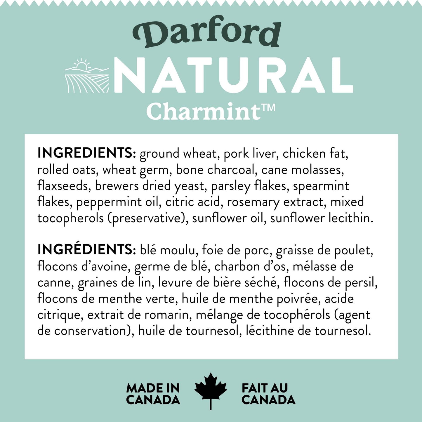 Darford Natural Charmint™ Dog Treats – Breath-Freshening Parsley, Charcoal & Peppermint – Mini Bone Shape – Oven-Baked in Canada – All Natural, Wheat-Free, No Corn or Soy – 12 lb