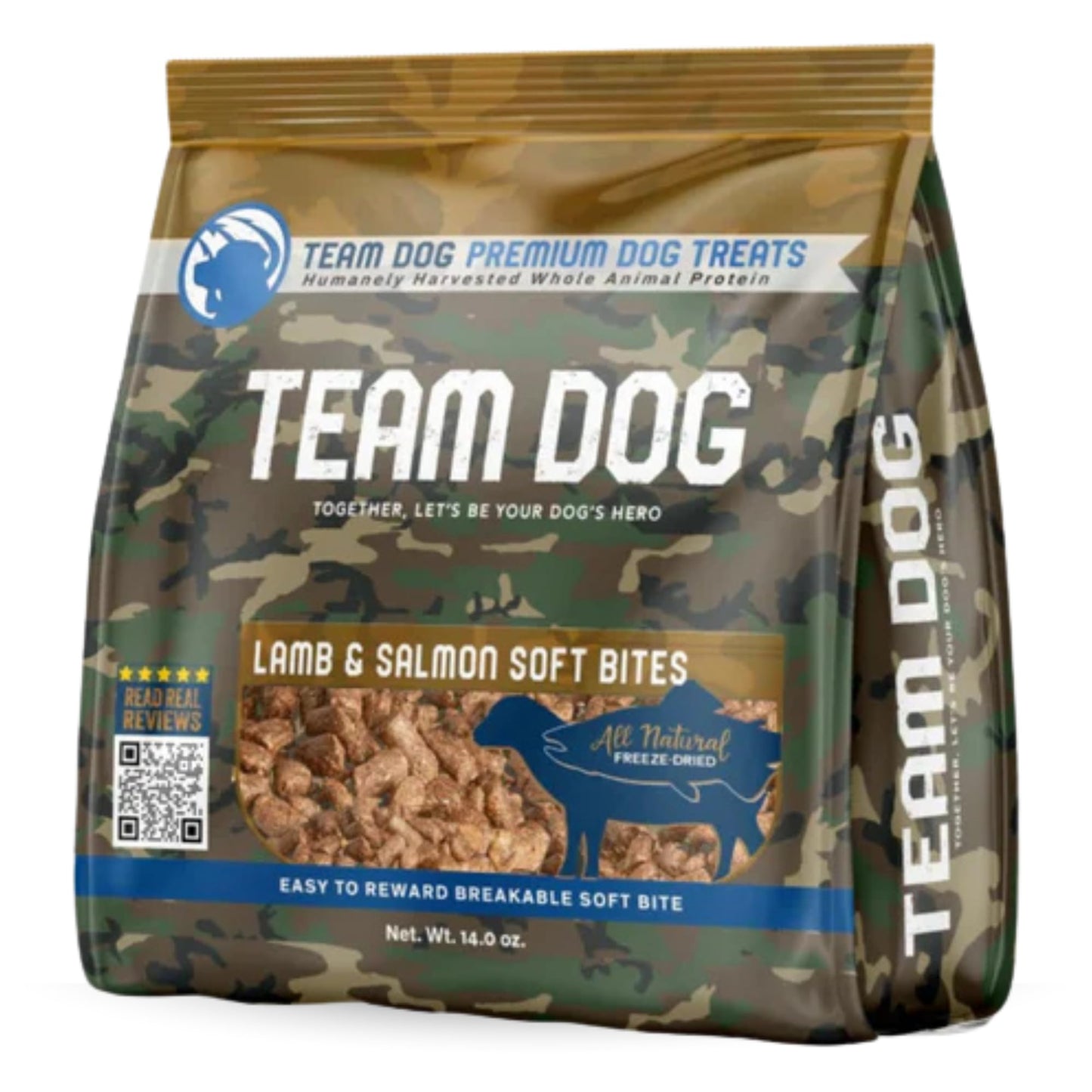 Team Dog Lamb & Salmon Dog Freeze-Dried Raw Treats | Soft Dog Treats & Grain Free Dog Food Topper | USA-Sourced Salmon & Lamb for Cleaner Teeth, Digestive Health & Muscle Growth | 13 oz Bulk Size