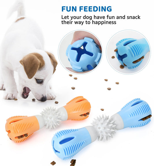 IPTPAS Durable Dog Chew Toy, Natural Rubber Treat Dispensing Puzzle Toy for Small & Medium Breeds – Interactive Teething, Training, and Dental Care Toy to Keep Dogs Engaged & Relieve Boredom (Blue)
