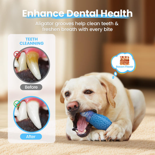 HGB Dog Chew Toys for Aggressive Chewers, Tough Dog Toy to Reduce Pet Anxiety and Boredom for Medium, Large Breed, Bacon Flavor