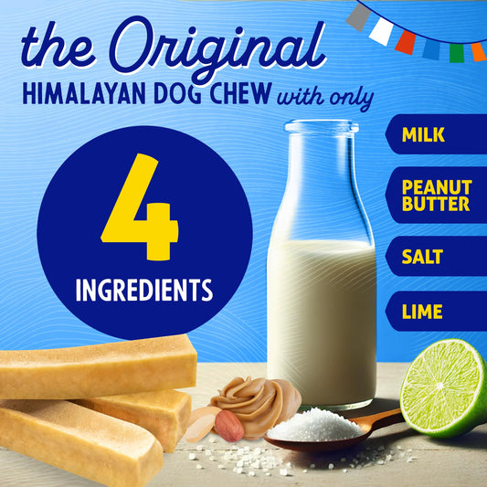 Himalayan Chew Original Yak Cheese Chew, Peanut Butter, 1 Large Stick, 3.3 oz, Gluten Free, Healthy Treats, Grain & Lactose Free 100% Natural, Long Lasting Chews for s Under 55 lbs
