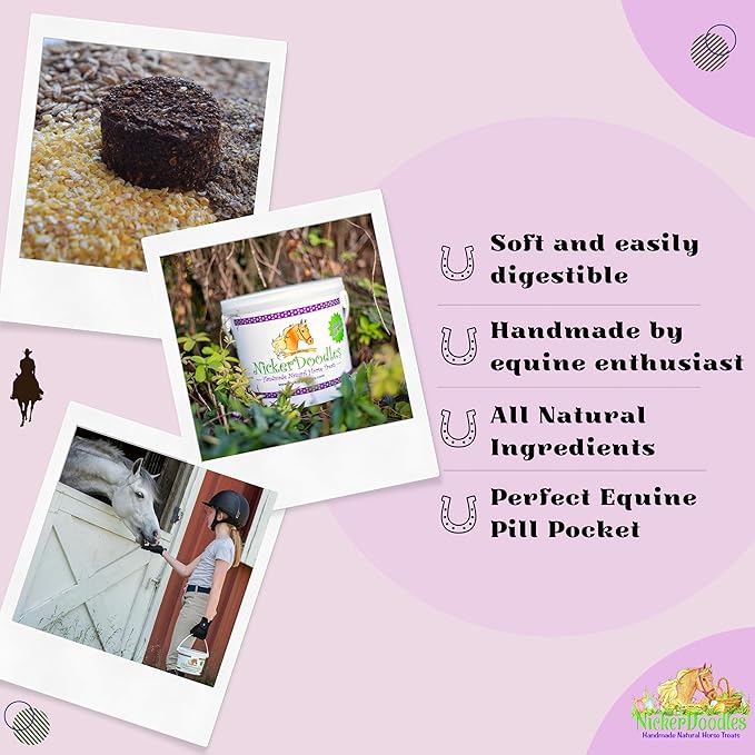 Horse Treats - 1 lb Pail - Effortlessly Give Medications with Our Soft Baked Treats - Training Treats are The Perfect Motivator - No Additives or Preservatives