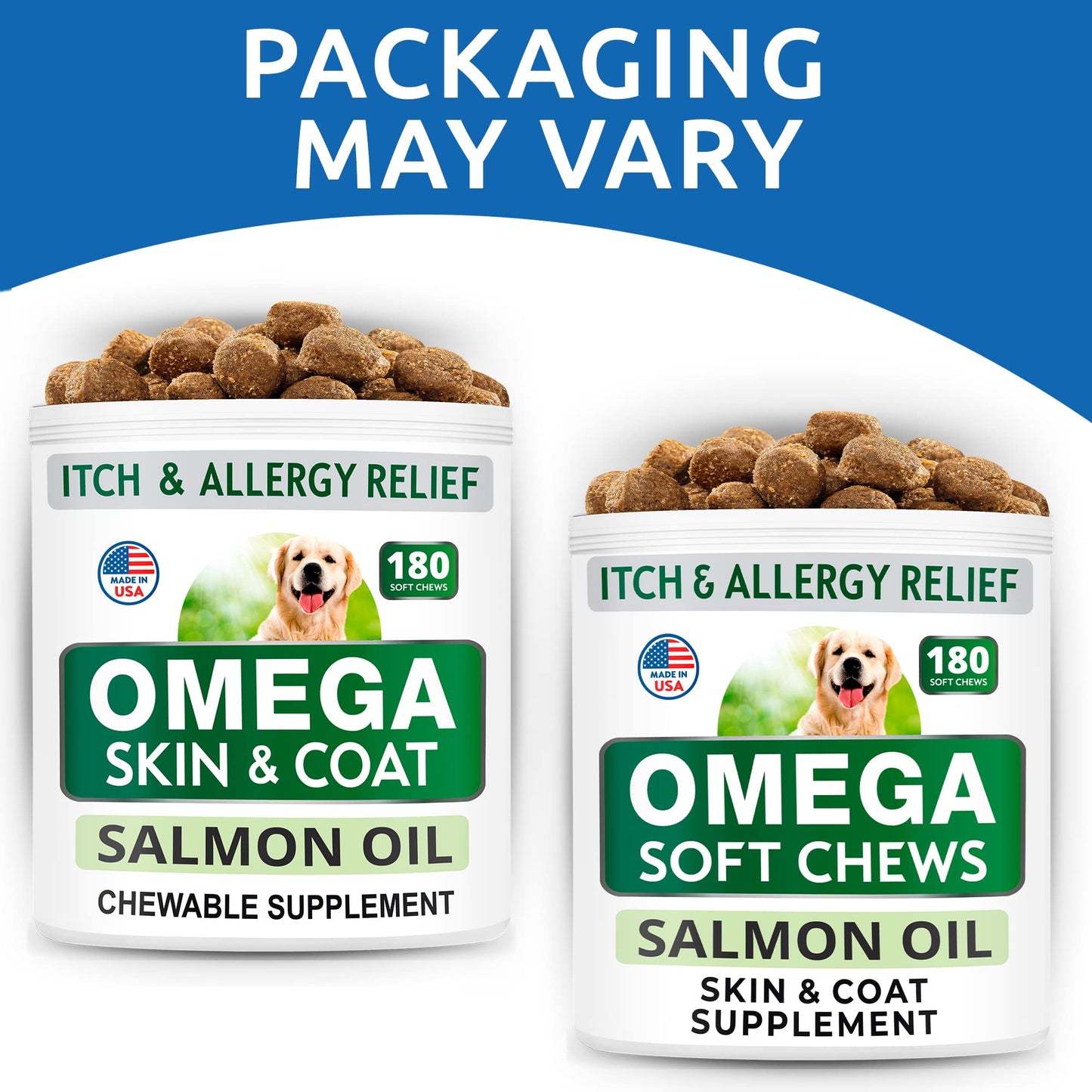 BARK&SPARK Omega 3 for Dogs - 180 Fish Oil Treats for Dog Shedding, Skin Allergy Chews, Itch Relief, Hot Spots Treatment - Joint Health - Skin and Coat Supplement - EPA & DHA Fatty Acids - Salmon Oil