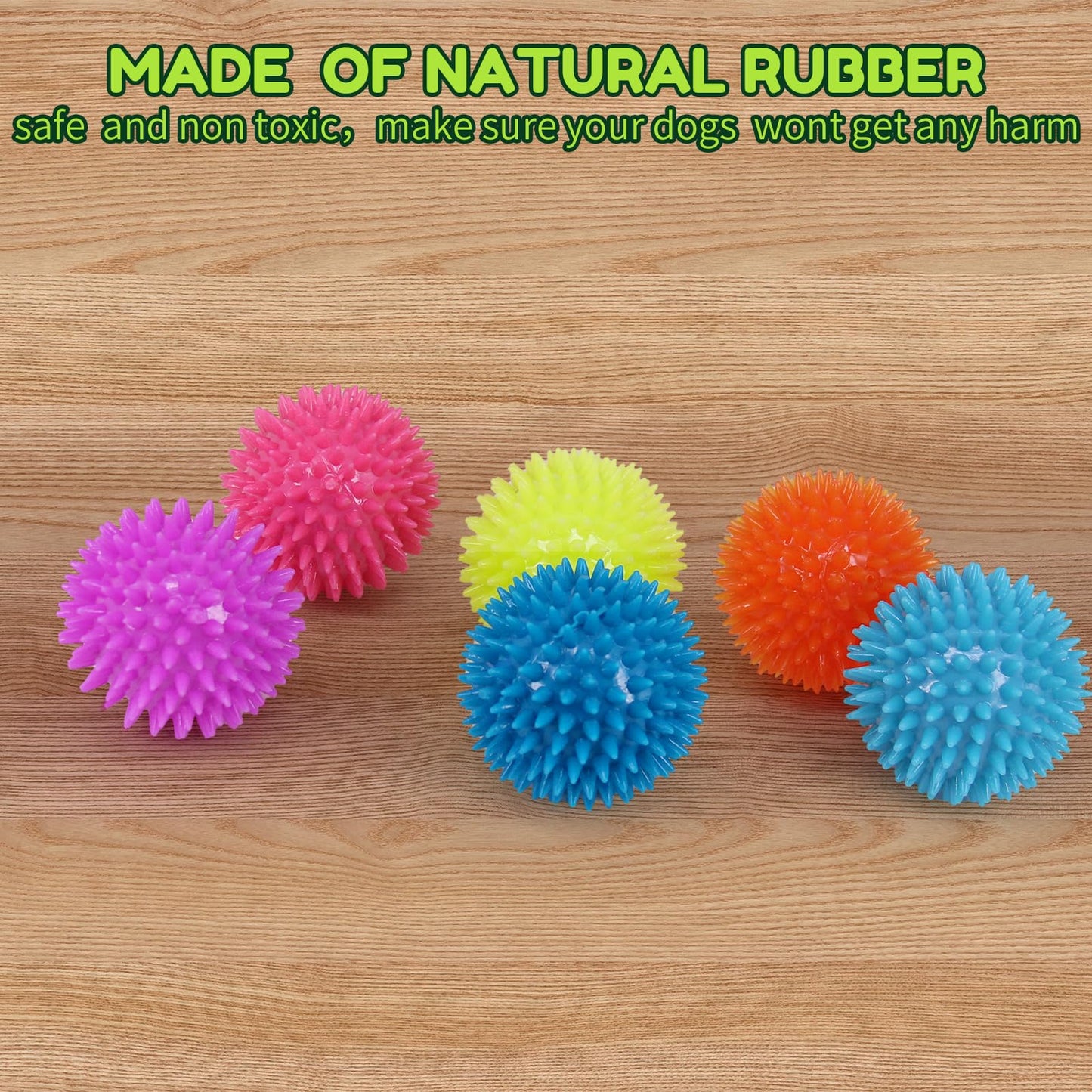 2.5" Squeaky Dog Balls for Small Medium Dogs, 6 Pack Small Dog Chew Toys with Spike, Puppy Toys for Teeth Cleaning and Training (Green 6 Pack)