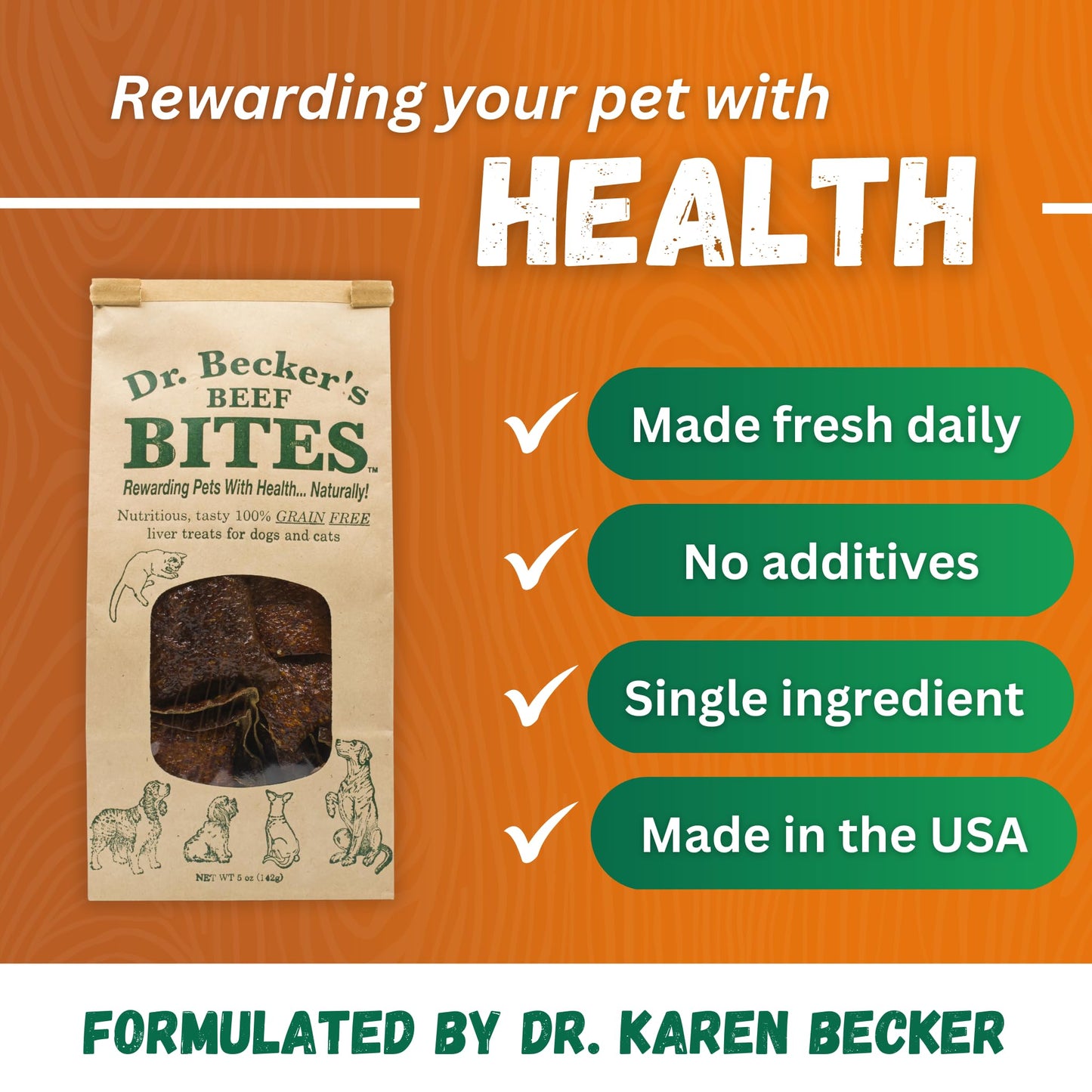 Dr. Becker's Bites Flavor Variety Pack | All Natural Whole Food | Four Versatile Treats for Dogs and Cats | Includes Bison, Beef, Veggie & Berry Bites
