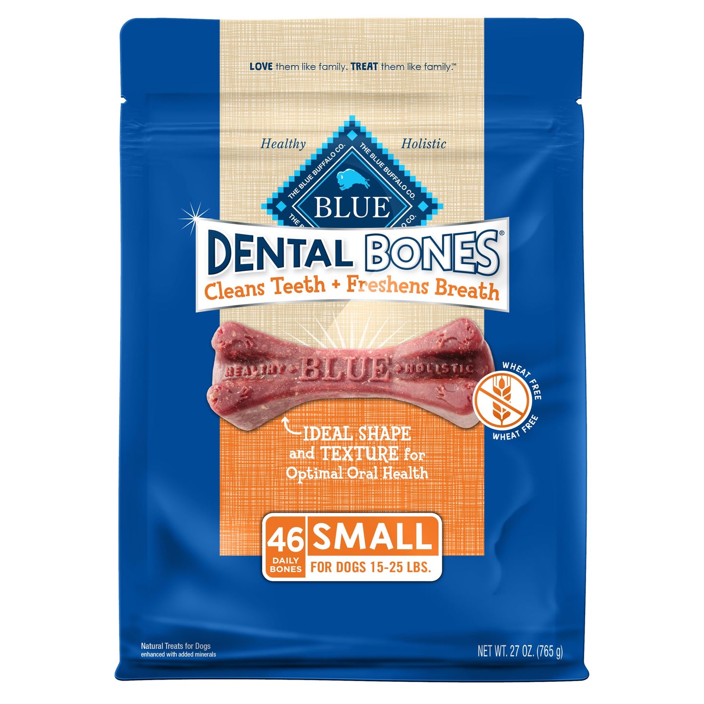 Blue Buffalo Dental Bones Small Natural Dental Chew Dog Treats Bag Value Pack