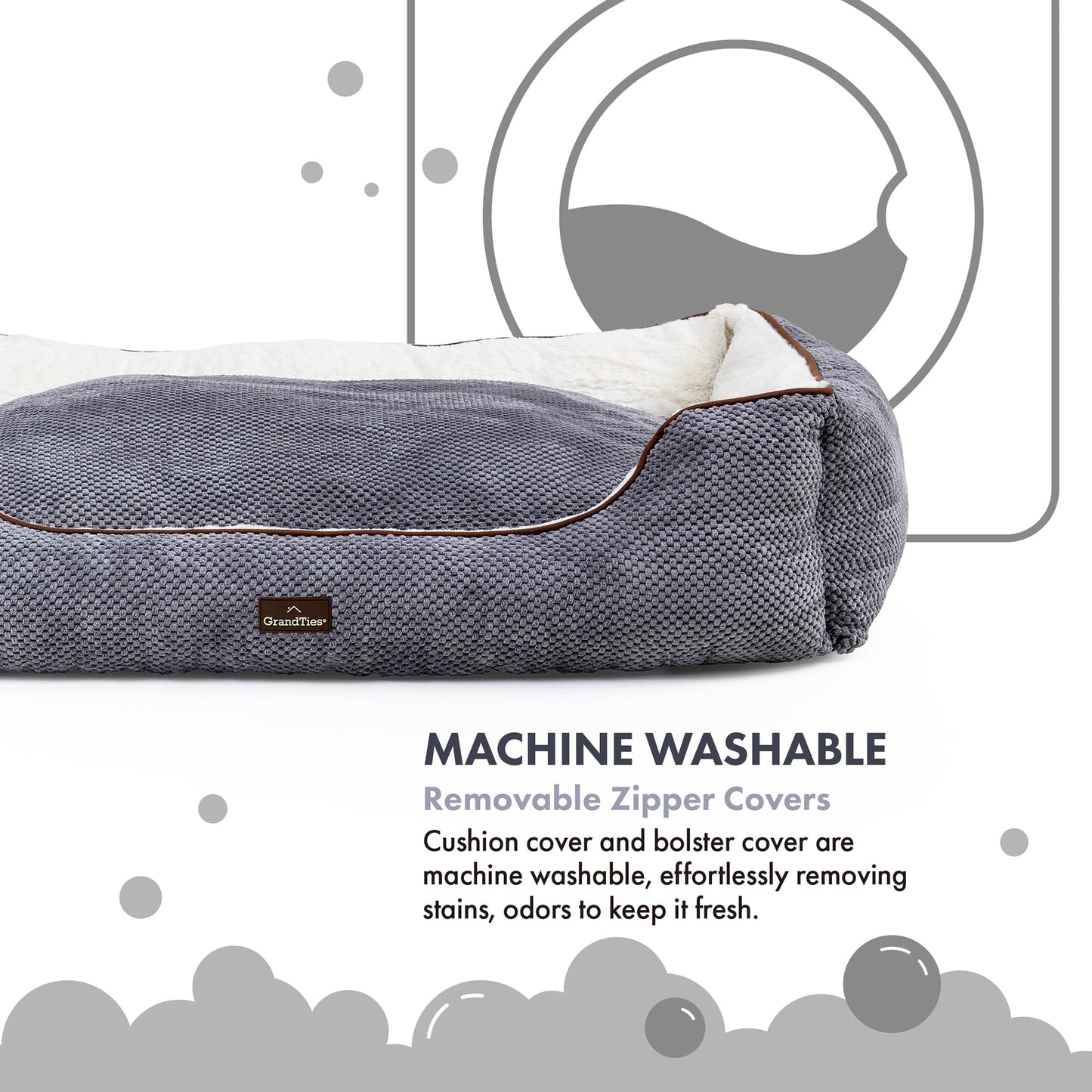 GrandTies Fluffy Dog Beds for Small Medium Large Dogs & Cats, Machine Washable Dog Bed, Rectangle Breathable Soft Calming Sleeping Warming Pet Beds with Waterproof & Non-Slip Bottom (M 34", Moonlight)