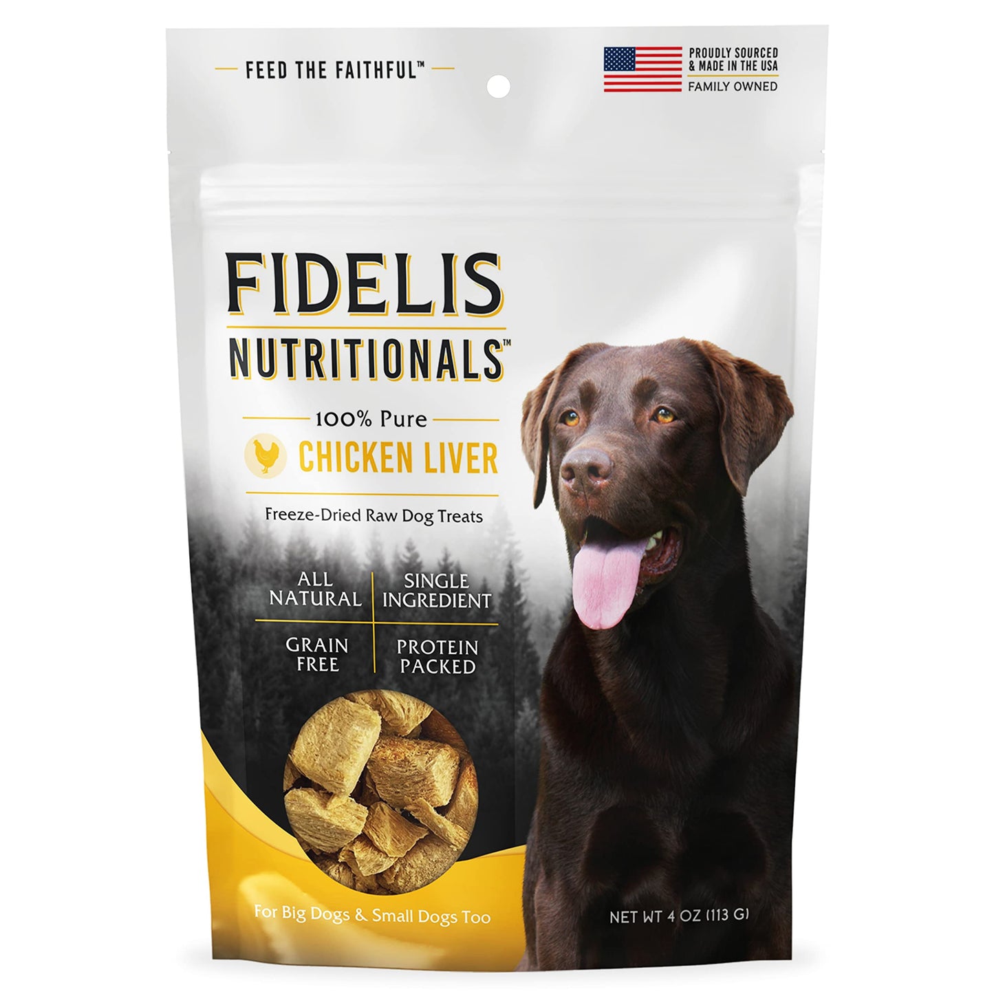 FIDELIS Freeze Dried Raw Dog Treats for Small, Medium, Large Dogs, High Protein, Gluten Free, Healthy Dog Snacks, Perfect Training Treat or Mixer, Puppy & Adult, Made in USA, 4oz, Chicken Liver