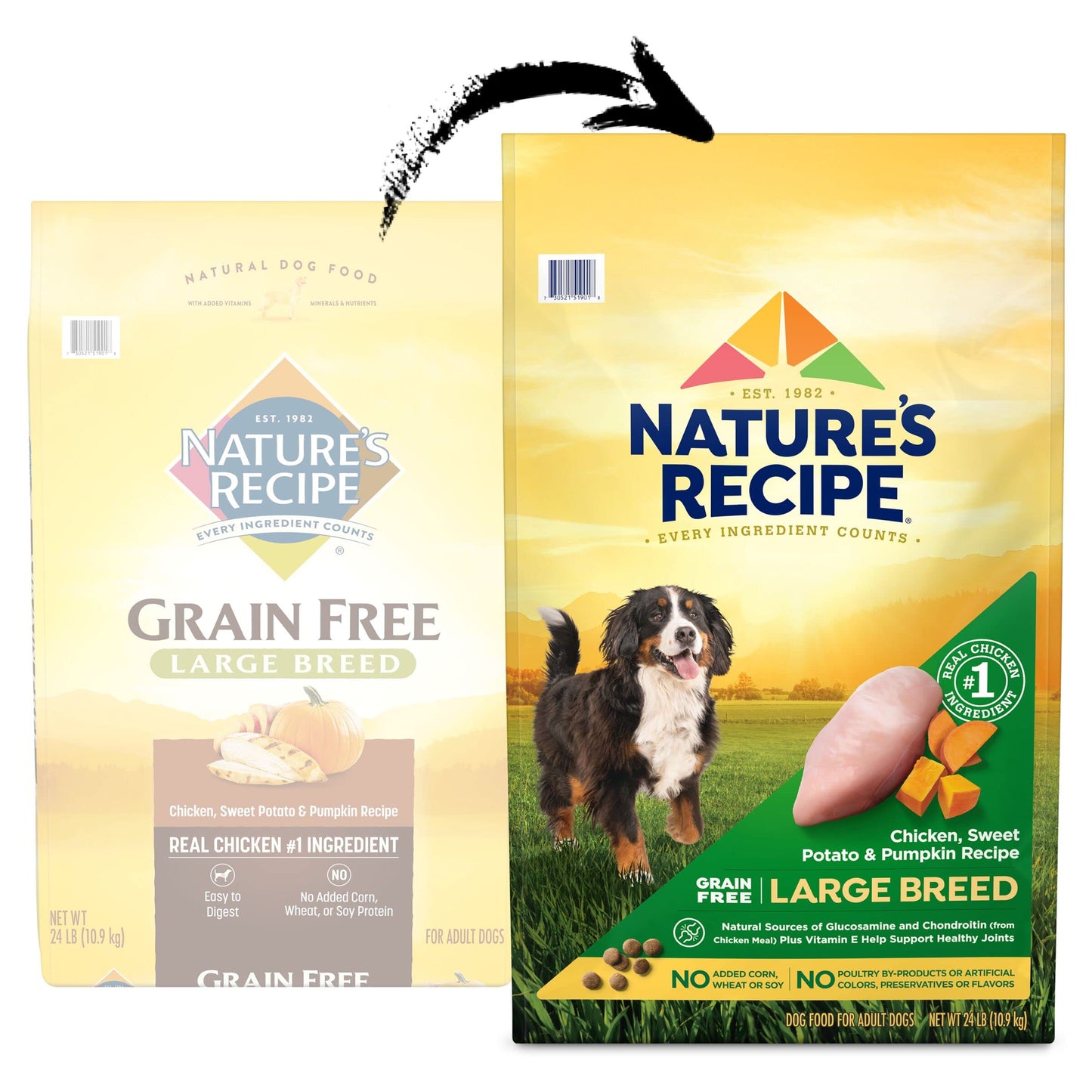 Nature’s Recipe Grain Free Large Breed Chicken, Sweet Potato & Pumpkin Recipe Dry Dog Food, 24 lb. Bag