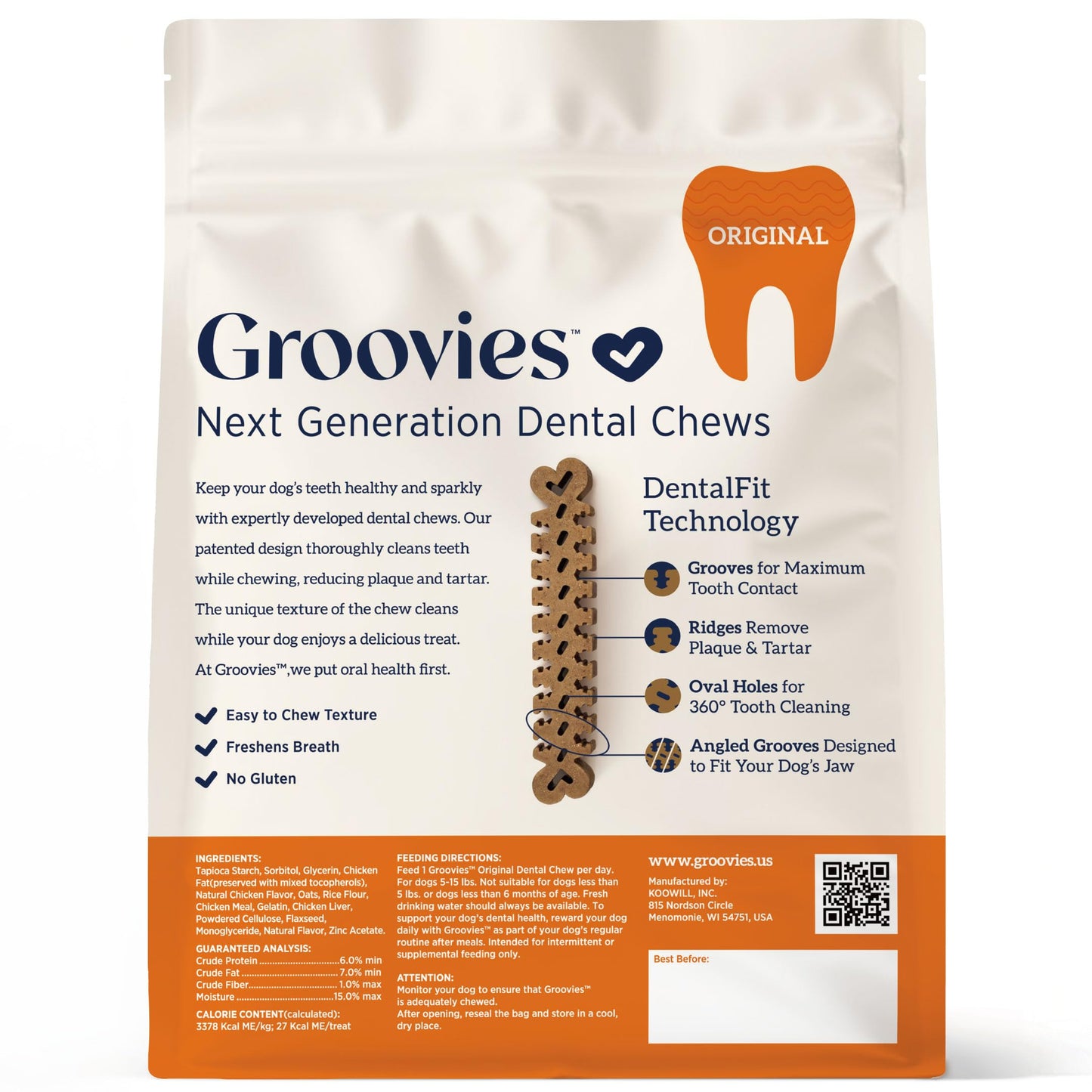 DOGSWELL Dental Jerky Dog Treats, Chicken, 24 oz. Bag