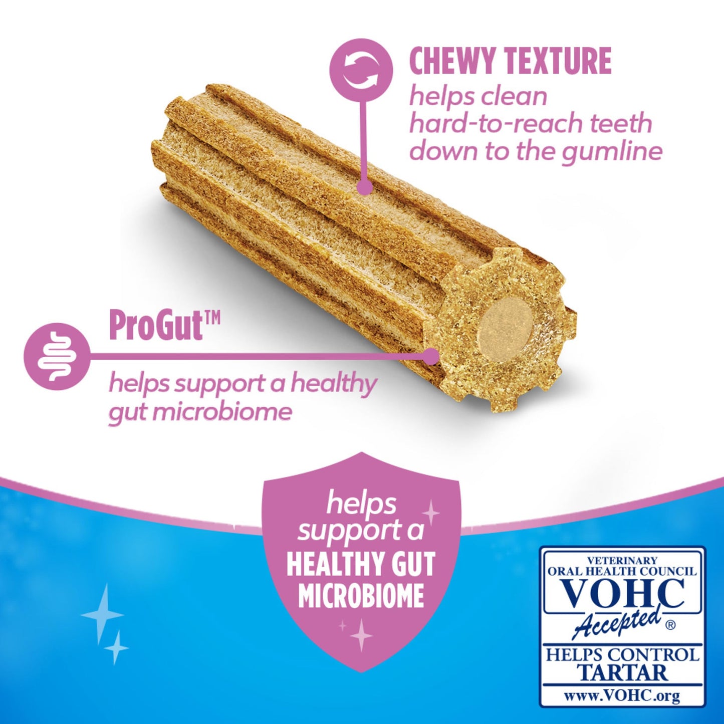 DentaLife Plus Digestive Support Dog Treats for Small and Medium Dogs, Cleans Teeth, Freshens Breath, & Supports Healthy Gut, Chicken & Pumpkin Flavor, 14.4 oz., 19 Chews - 19 ct. Pouch
