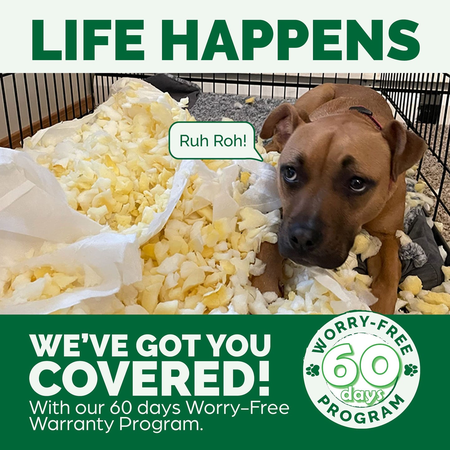 Dogbed4less XL Orthopedic Memory Foam Dog Bed with Machine Washable Cover, Waterproof Lining for Medium to Large Pet, 47X29X4 Pad Fit 48X30 Crate