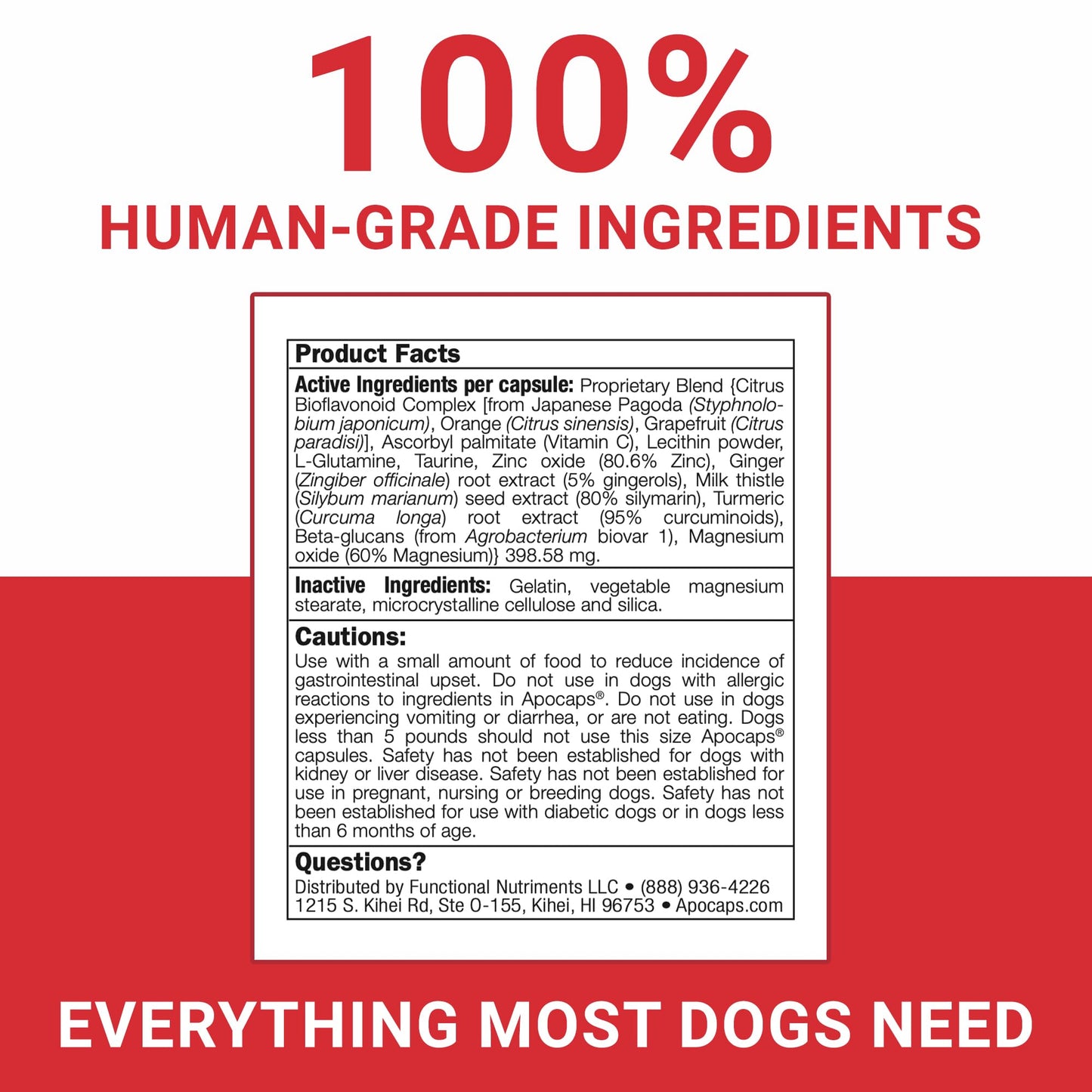 Apocaps CX Apoptogen Formula for Dogs (90 Capsules) - Supports Normal Levels of Apoptosis + Human Grade Ingredients Including Citrus Bioflavonoids, Silymarin, Curcumin and Turmeric + Biovadex