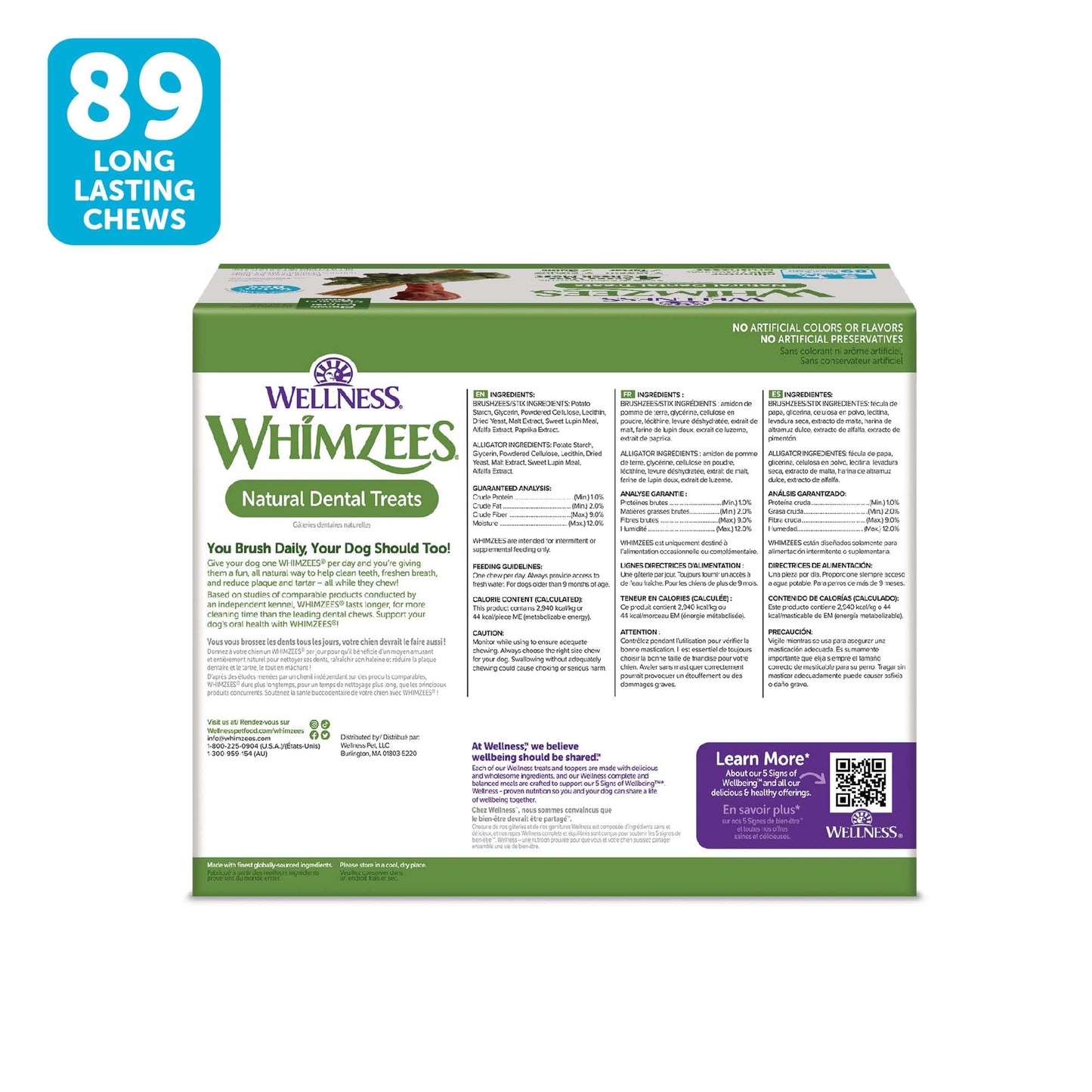 Wellness WHIMZEES Value Box Dog Dental Treats, Natural Chews, Small Size, (89 Count)