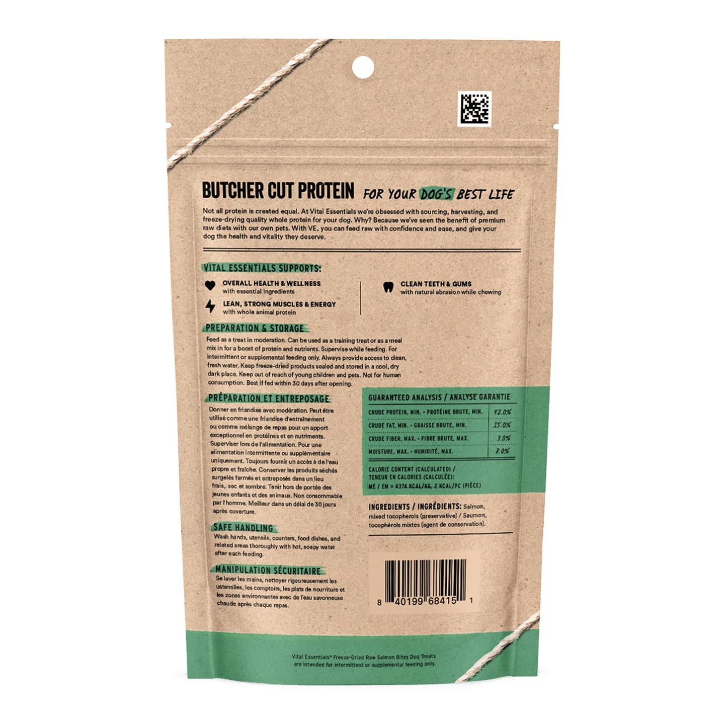 Vital Essentials Salmon Bites Dog Treats, 2.5 oz | Freeze-Dried Raw | Single Protein | Premium Quality High Protein Training Treats | Grain Free, Gluten Free, Filler Free