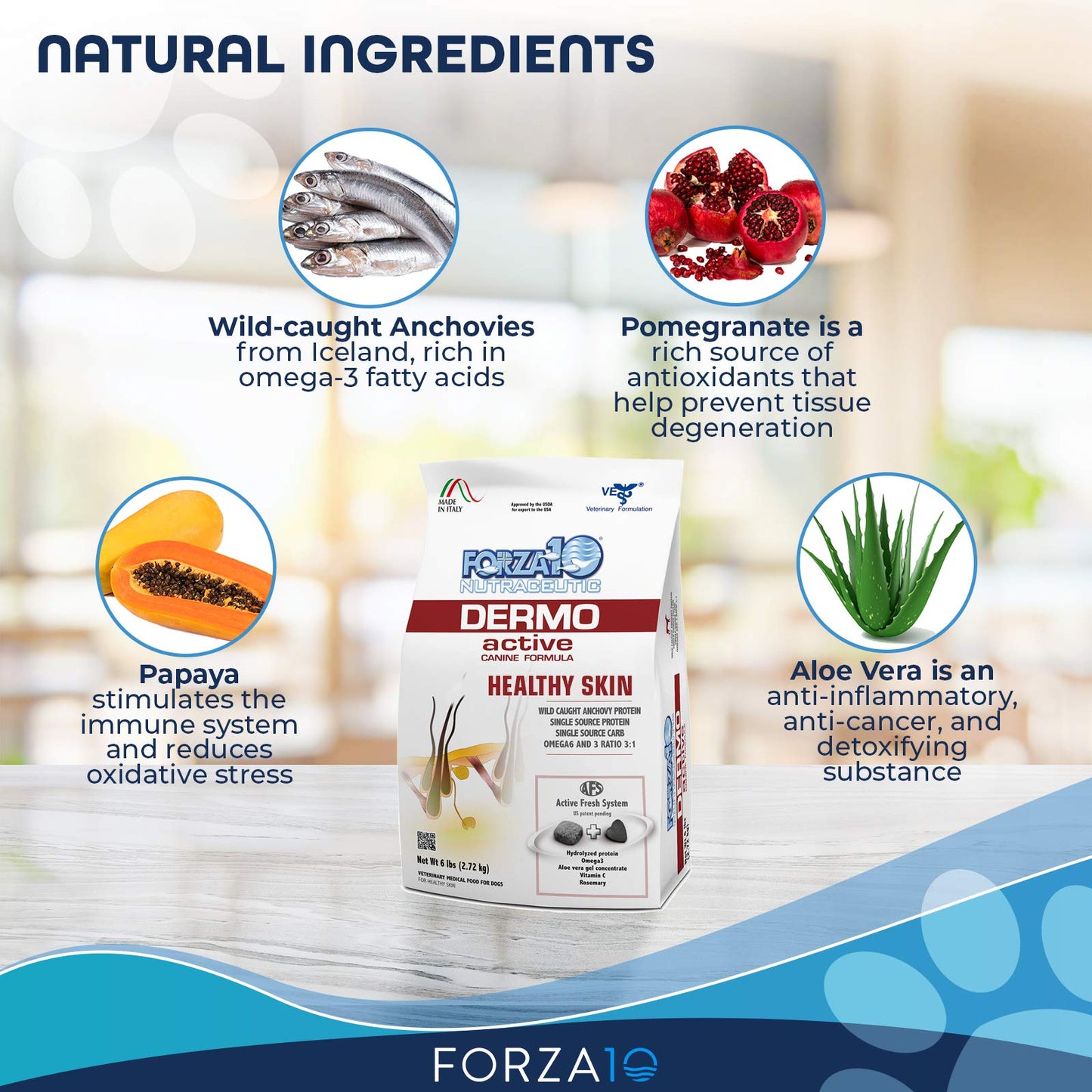 Forza10 Dermo Allergy Dog Food, Dog Food for Allergies and Itching, Dry Dog Food for Skin Allergies, Fish Flavor Sensitive Stomach Dog Food, Sensitive Stomach Dog Food Adult Dogs All Breeds, 6 Pounds