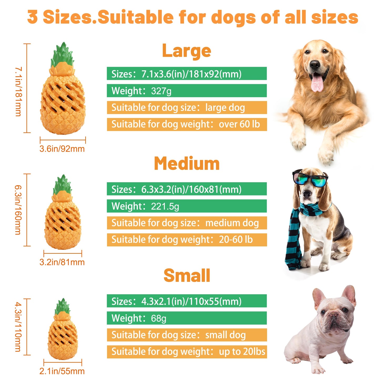 PETOPIA Pineapple Dog Chew Toys - Indestructible for Large Aggressive Chewers