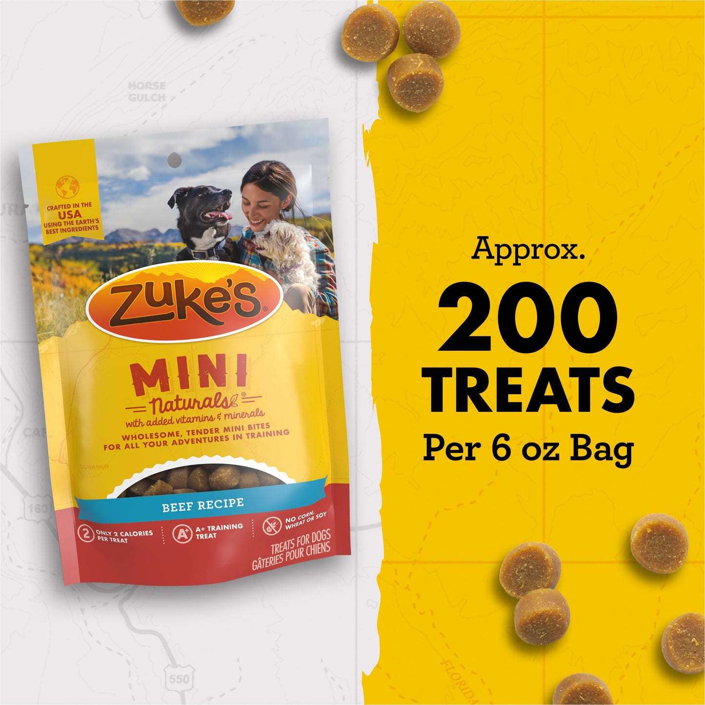 Zuke’s Mini Naturals Soft And Chewy Dog Treats For Training Pouch, Natural Treat Bites With Beef Recipe - 6 oz. Bag