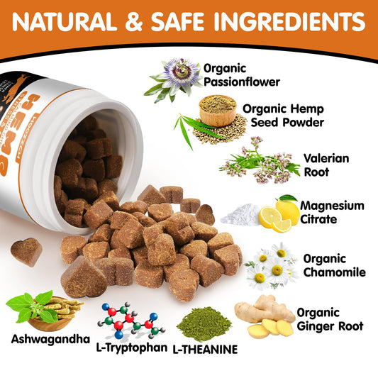 Hoozzch Calming Chews for Dogs - Dog Calming Chews - Anxiety Relief Treats Helps with Advanced Stress Relief, Separation Aid, Barking, Composure - 180 Soft Chews