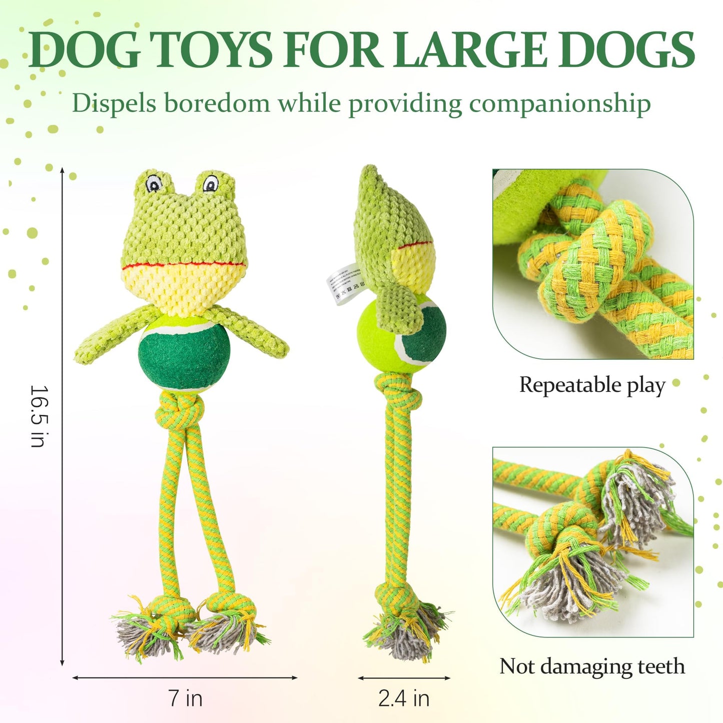 Jestrem Interactive Dog Toys, Tug of War Dog Squeaky Toy, Multi-Functional Chew Toys to Keep Them Busy, Reduce Boredom, Teeth Cleaning for Small Medium Large Dogs