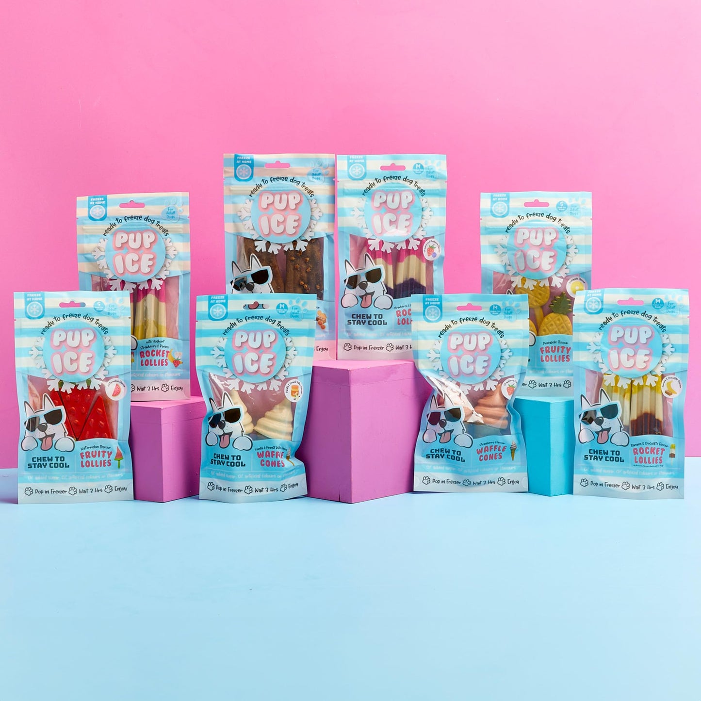 SPOT Pup Ice- Ready to Freeze at Home Dog Treats-Edible Chews for Medium Breed Dogs & Puppies with Real Chicken to Keep Your Pup Cool Year Round, Rocket Lollies Strawberry & Blueberry Flavor, 2pcs