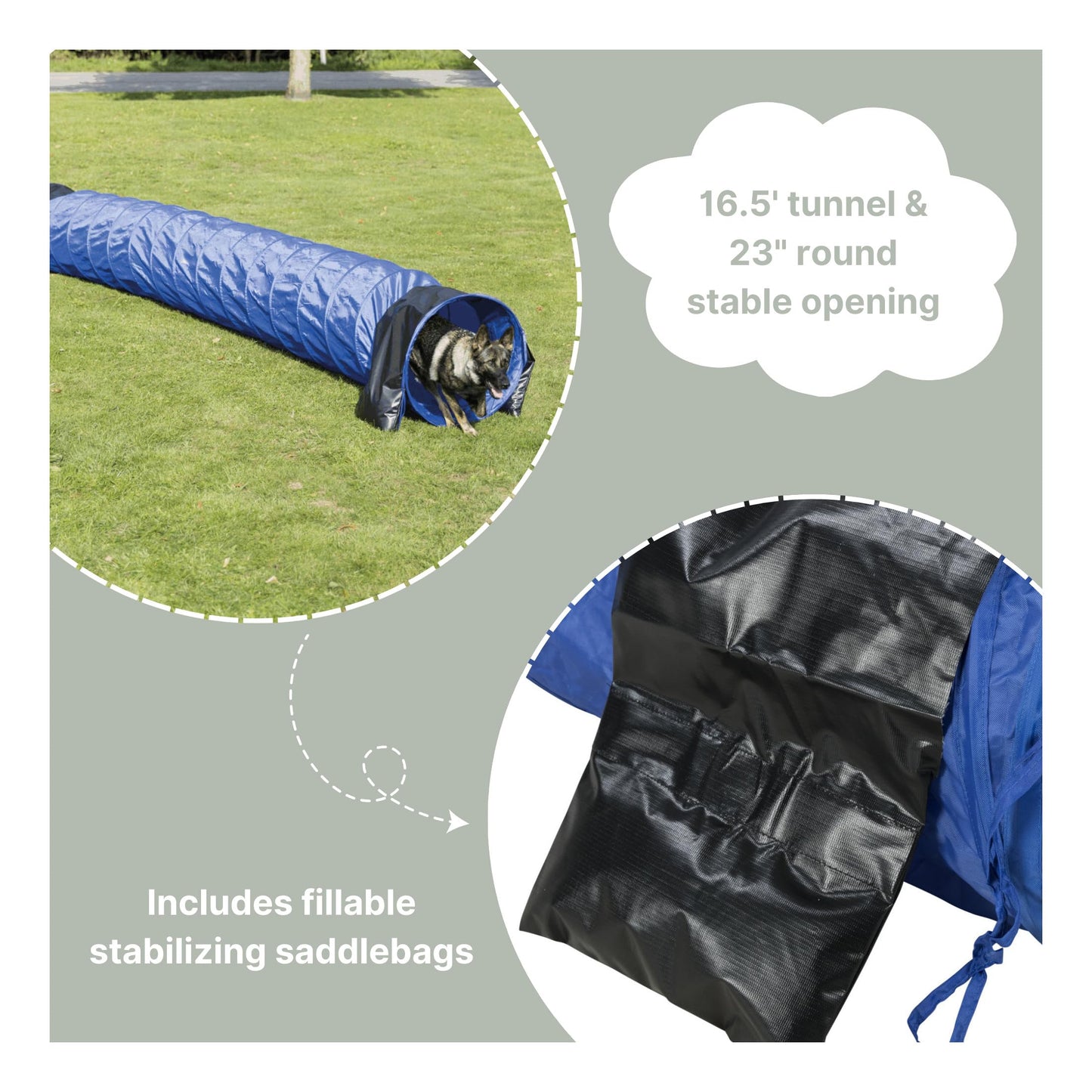 TRIXIE Dog Agility Tunnel– Dog Tunnel for Large Dogs Agility Training, Portable Dog Tunnel 196.9 in Long & 23.6 in Diameter, Dog Agility Equipment for Beginners & Advanced