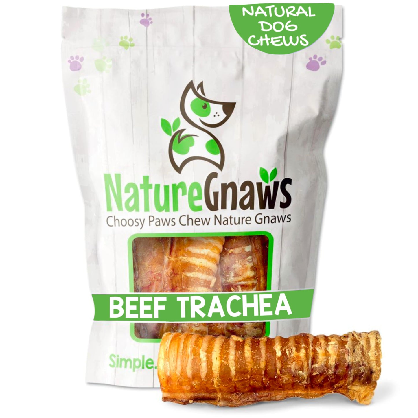 Nature Gnaws Beef Trachea Chews for Dogs 6" (6 Count) - Long Lasting Natural Crunchy Dog Chew Bones - Rawhide Free
