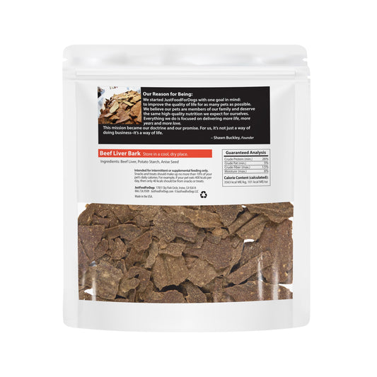 JustFoodForDogs Limited-Ingredient Beef Liver Healthy Dog Treats, Preservative-Free, Made in The USA, 5 oz