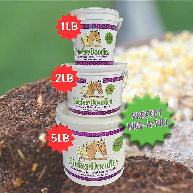 Horse Treats - 1 lb Pail - Effortlessly Give Medications with Our Soft Baked Treats - Training Treats are The Perfect Motivator - No Additives or Preservatives